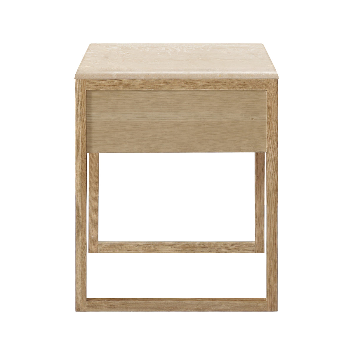 Modern Avalon Travertine Bedside Table - Natural Stone Nightstand with Drawer - Perfect for Bedroom, Guest Room & Hotel Decor