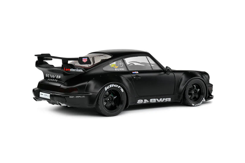 1:18 Scale Solido Porsche 911 (964) RWB Darth Vader Diecast Model Car - Matte Black Finish | Collectible Display Piece for Car Enthusiasts & Home Office Decor