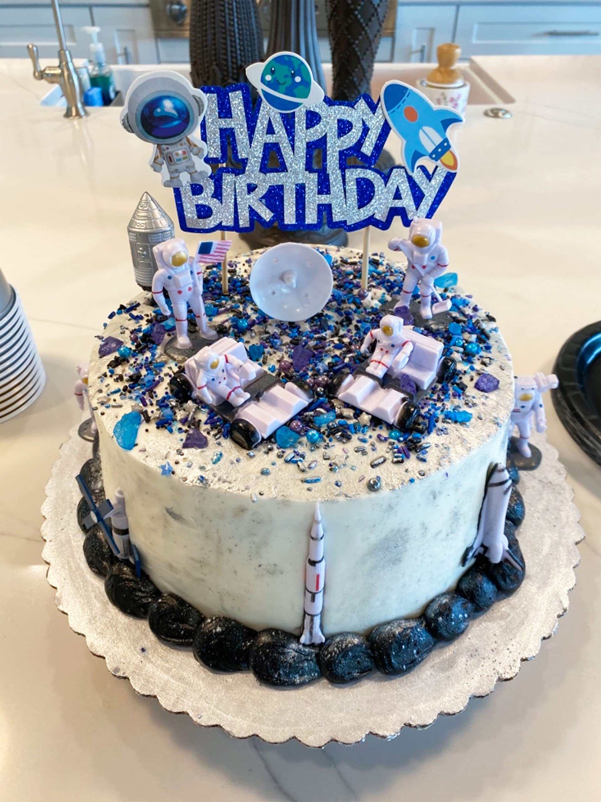 JeVenis Space Birthday Cake Topper Set - Astronaut, Rocket & Cupcake Decorations for Galaxy Themed Parties - Perfect for Kids Birthday Cakes, Baby Showers & Space-Themed Celebrations