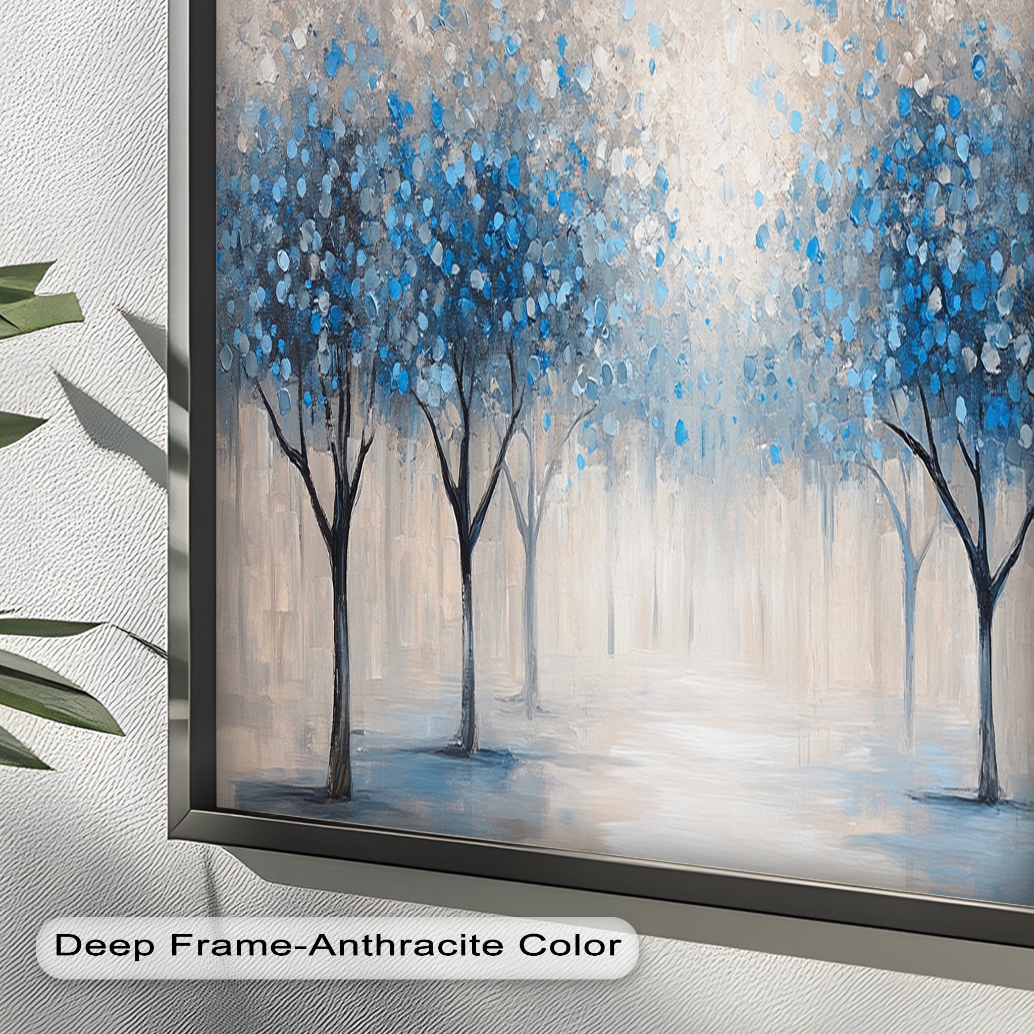 Blue Blossom Trees Wall Art - Floral Oil Painting Canvas Print for Living Room, Bedroom & Office Decor | Nature Inspired Home Decor