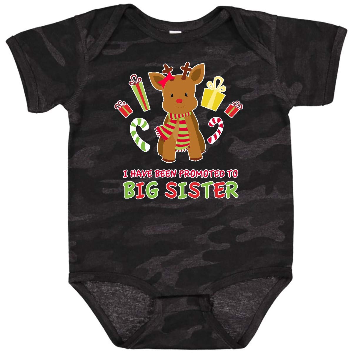 Inktastic Christmas Reindeer Baby Bodysuit - Cute Sister Gift for Holidays, Baby Shower & Family Photos