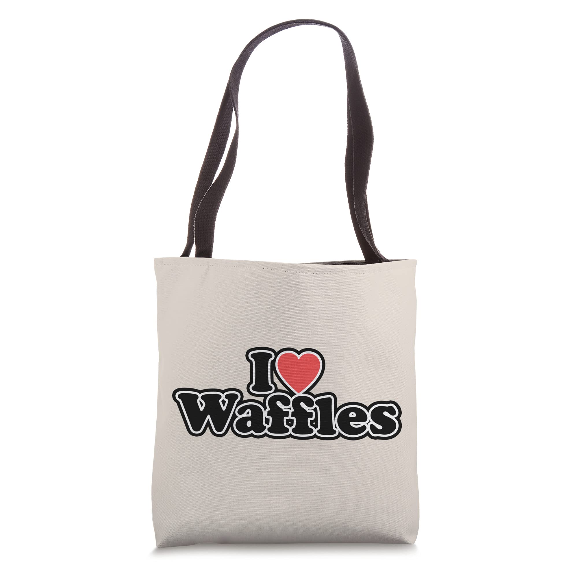 I Love Waffles Tote Bag - Cute Waffle Pattern Cotton Shopping Bag for Women, Reusable Grocery Tote for Breakfast Lovers, Perfect for Brunch, Grocery Shopping & Beach Day