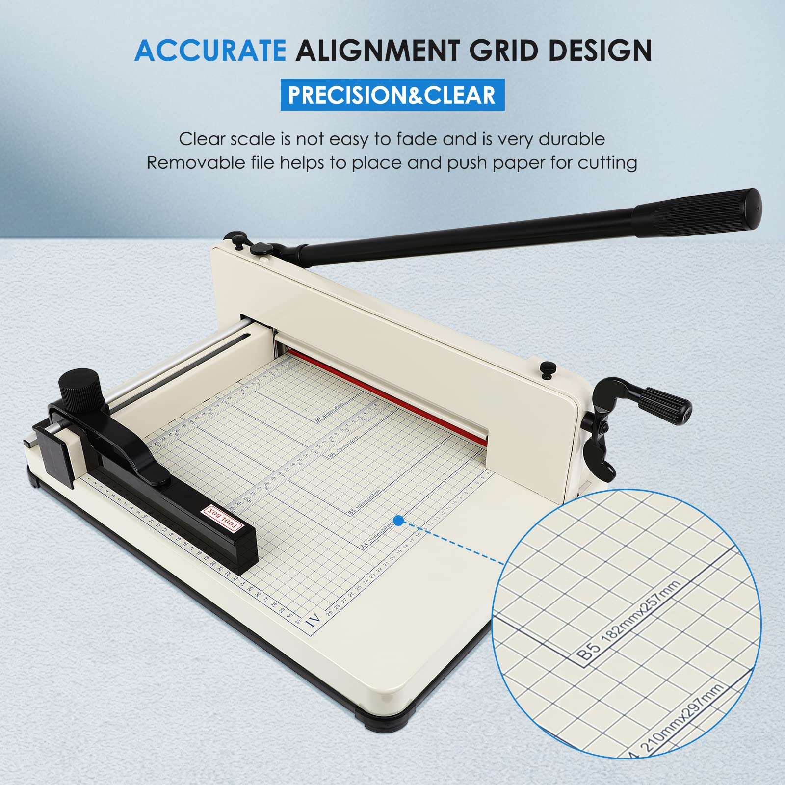 Heavy Duty 17 Inch Guillotine Paper Cutter with Free Replacement Blade - 400 Sheet Capacity Paper Trimmer for Cardstock, Scrapbooking, Office, Home & School Use | Perfect for Crafting, Document Cutting and DIY Projects