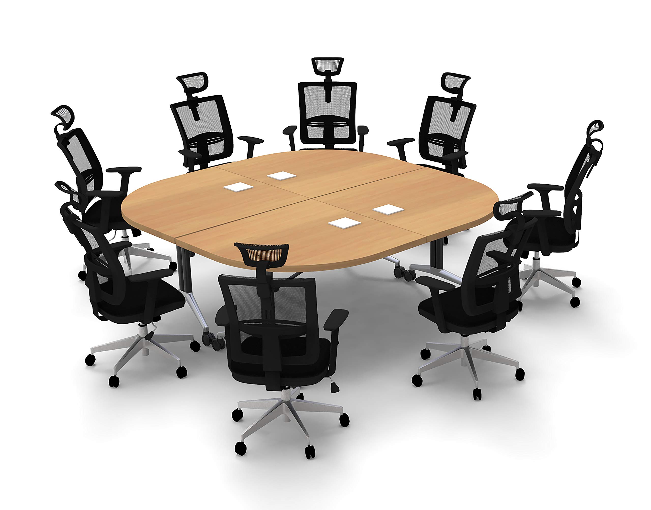 8-Person Conference Table with Seating - Foldable Beech Top & Chrome Base for Meetings & Seminars
