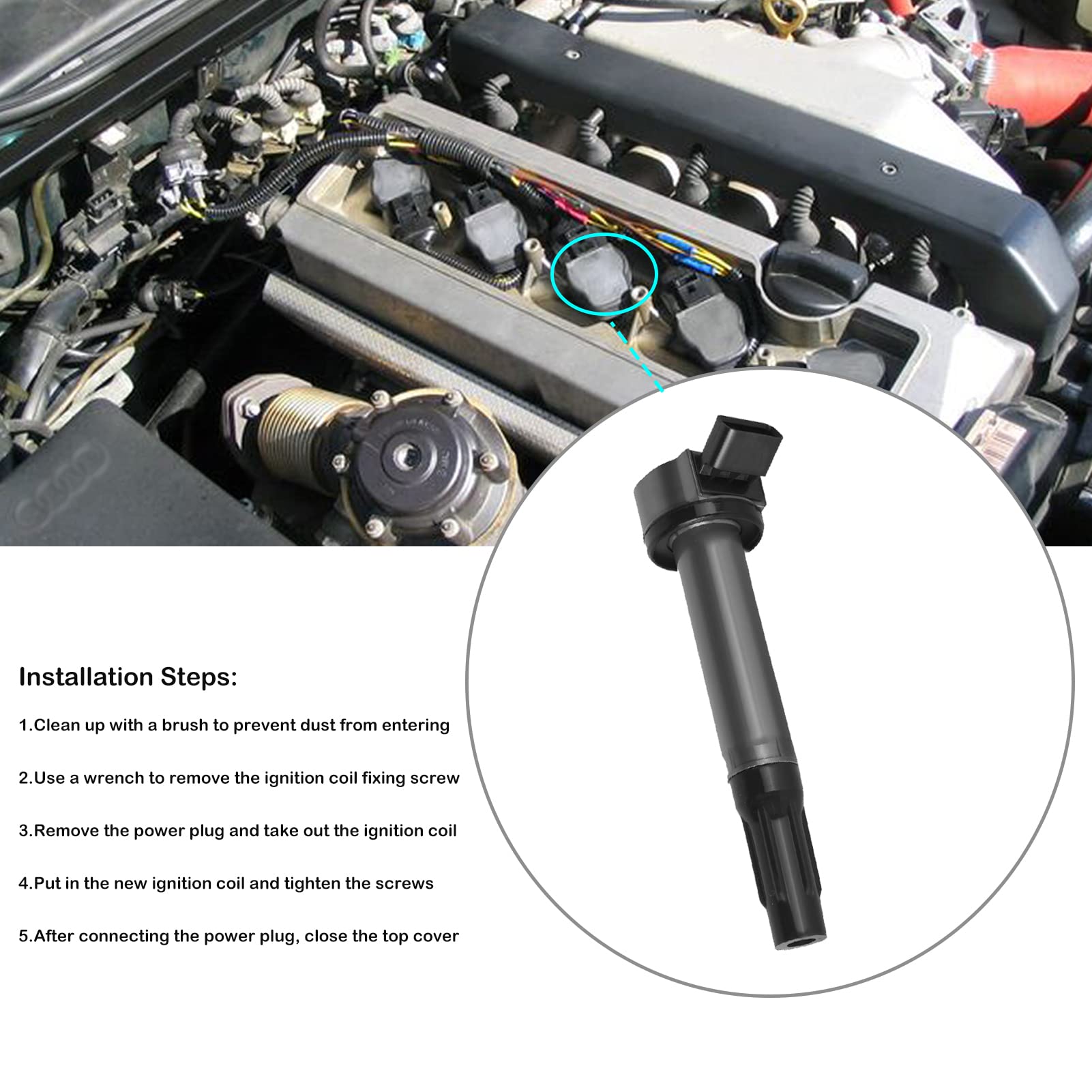 6 Pack Ignition Coil Set Compatible with Honda Odyssey Accord EX LX & Acura TL RL CL 3.0L 3.2L 3.5L V6 2000-2008 - Replaces UF242 90919-02247 - Perfect for Engine Performance & Smooth Driving