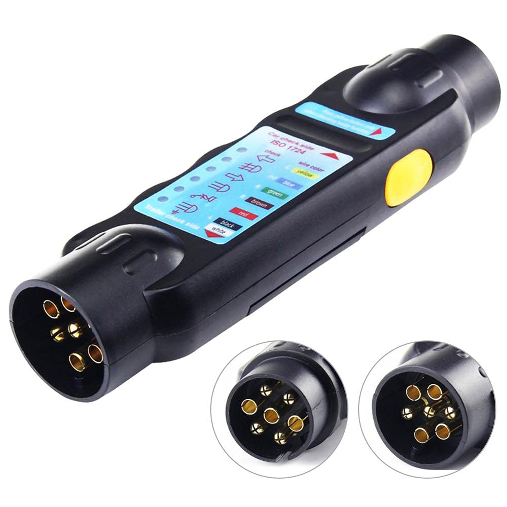 7 Pin Trailer Tester - 12V Trailer Plug Socket Diagnostic Tool for Car, RV & Truck - Circuit Tester for Wiring Connection Testing - Perfect for Roadside Repairs & Trailer Maintenance