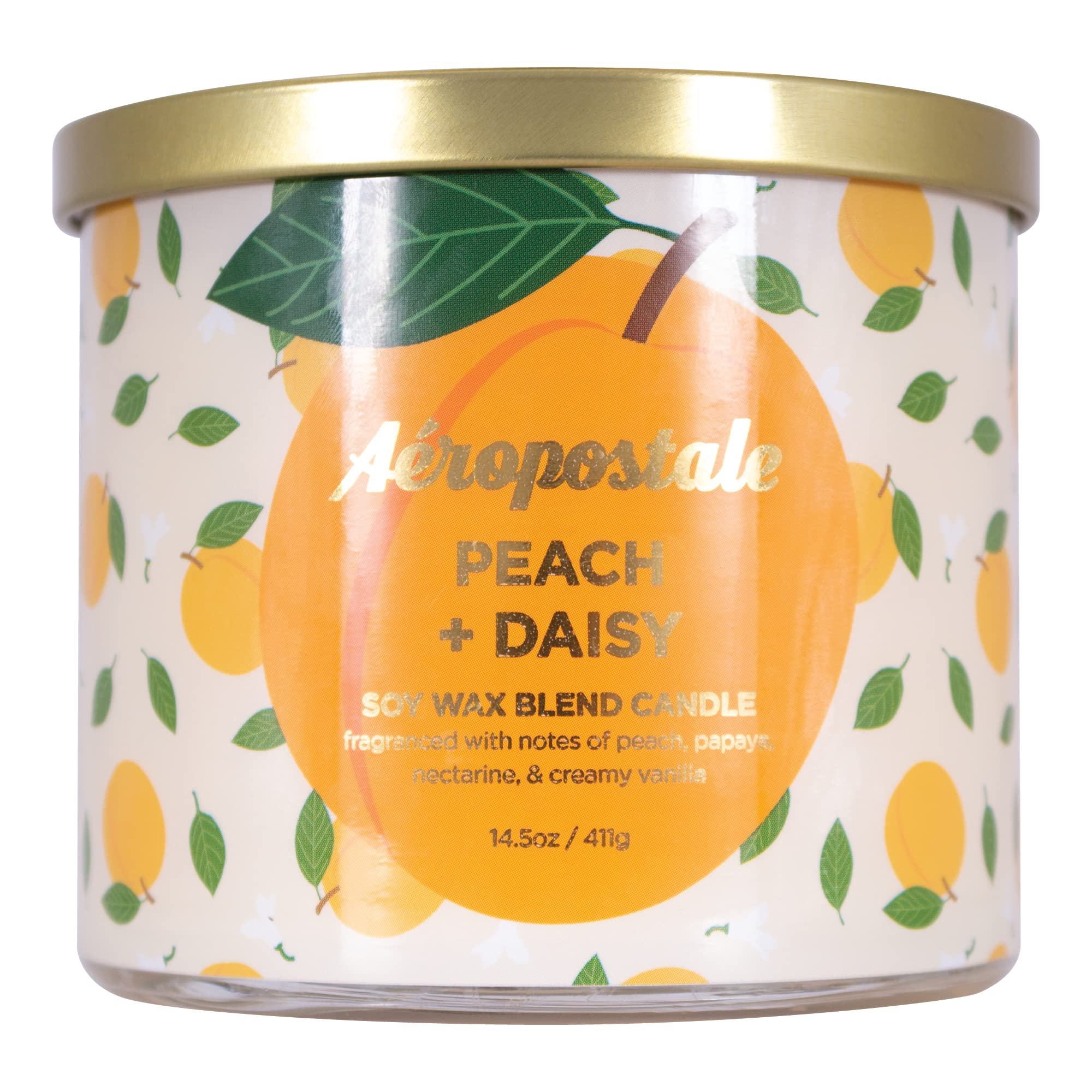 Aeropostale Peach & Daisy Scented Soy Candle - Long-Lasting, Natural Fragrance for Home, Office, and Relaxation