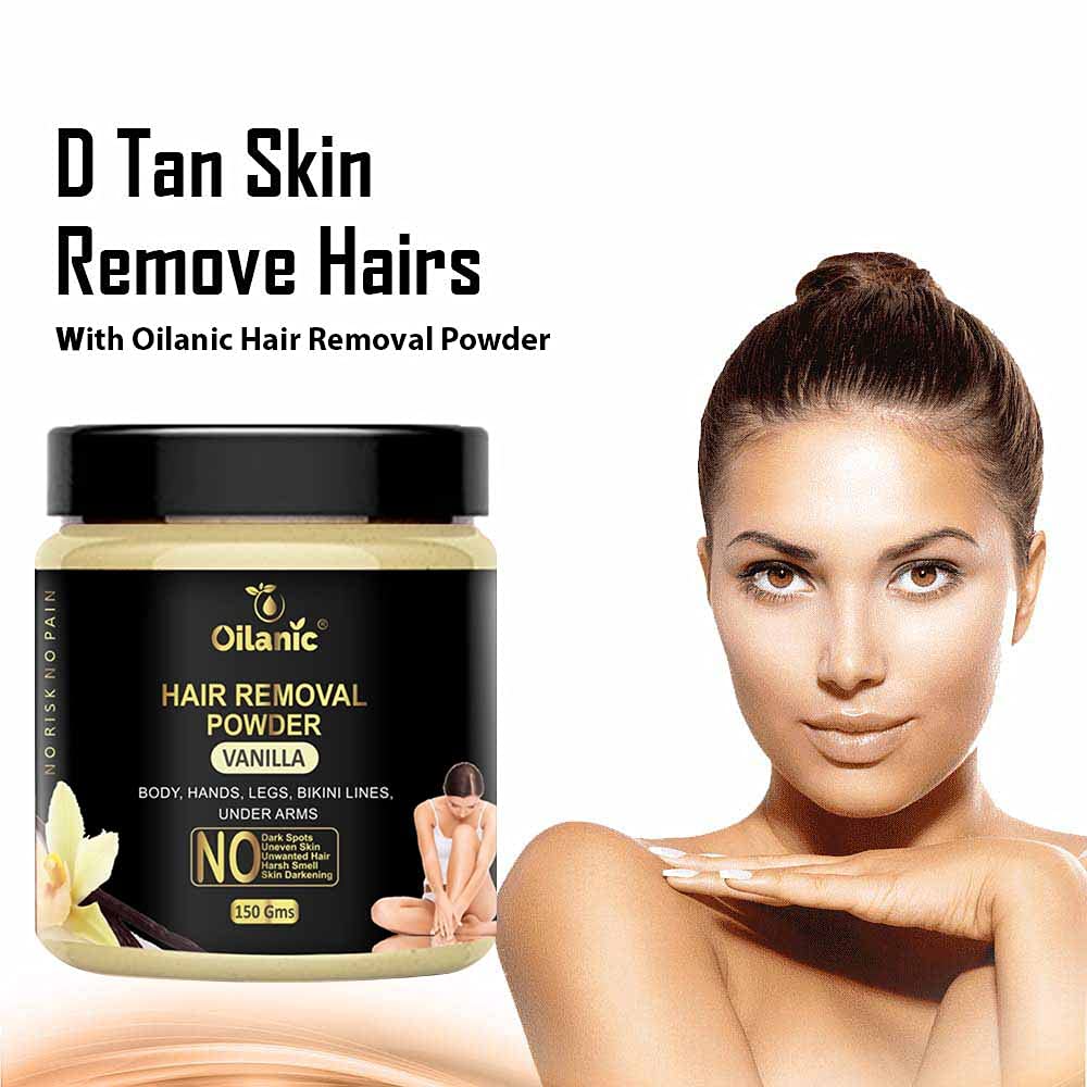 Oilanic Vanilla Hair Removal Powder 150g - Natural & Gentle Hair Removal for Smooth Skin - Perfect for Legs, Arms & Bikini Line