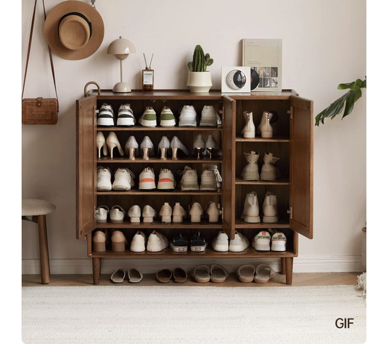 Solid Oak Wood Shoe Storage Cabinet - Large Capacity Entryway Organizer for Shoes, Boots & Accessories | Perfect for Hallway, Closet & Mudroom Organization