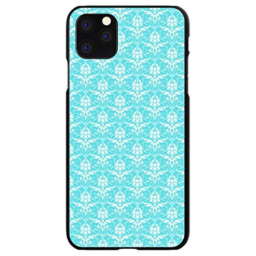Baby Blue White Damask Pattern On Black Case