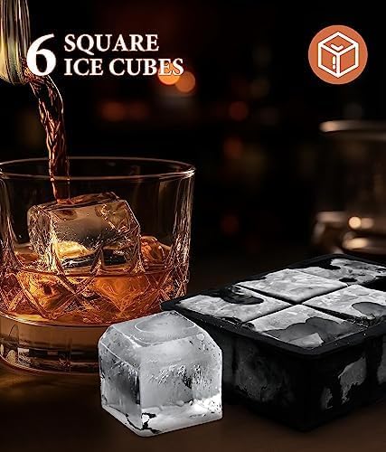Premium Silicone Ice Cube Trays with Lid - Diamond & Sphere Ice Ball Maker, Square Ice Cube Molds for Whiskey & Cocktails - Reusable Freezer Ice Trays for Homemade Drinks, Parties & Entertaining