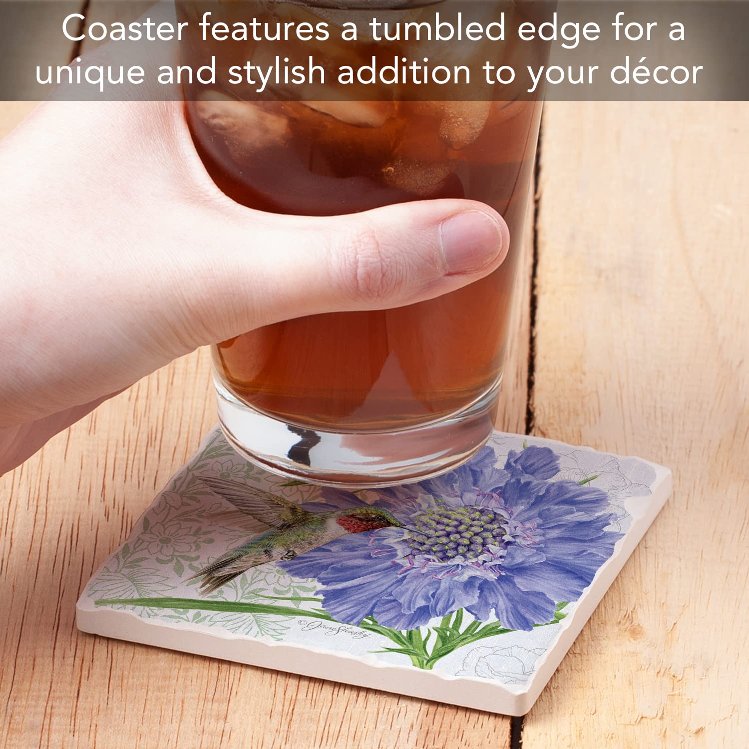 Thirstystone Scabiosa Tumbled Stone Coaster Set - 4