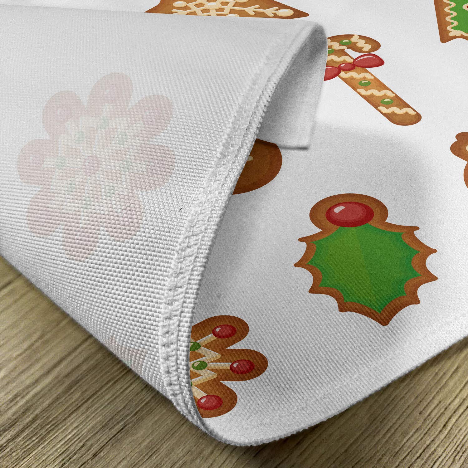 Ambesonne Gingerbread Man Place Mats Set of 4 - Festive Holiday Table Decor with Various Cookie Shapes, Washable Fabric Placemats for Dining Room & Kitchen - Perfect for Christmas Parties, Family Gatherings & Cozy Winter Meals (Pale Brown Green Red)