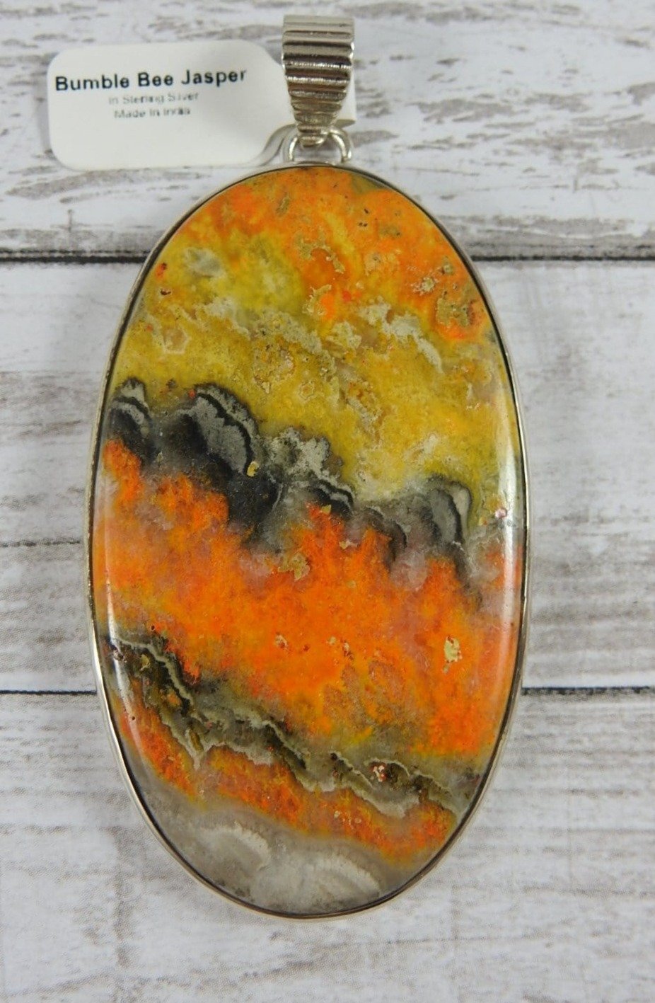 Bumblebee Jasper Sterling Silver Pendant Necklace - Natural Stone Jewelry for Women - Perfect for Gifts, Meditation & Spiritual Healing