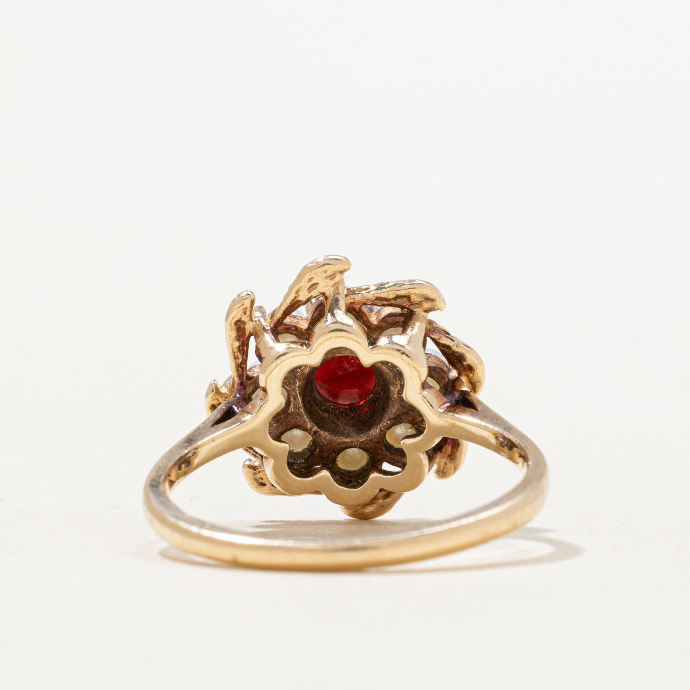 Garnet & Simulated Pearl Ring - 0.90ct Gemstone, 2.50mm Size, Sterling Silver Jewelry for Women - Perfect for Valentine's Day Gifts, Anniversary Presents & Special Occasions