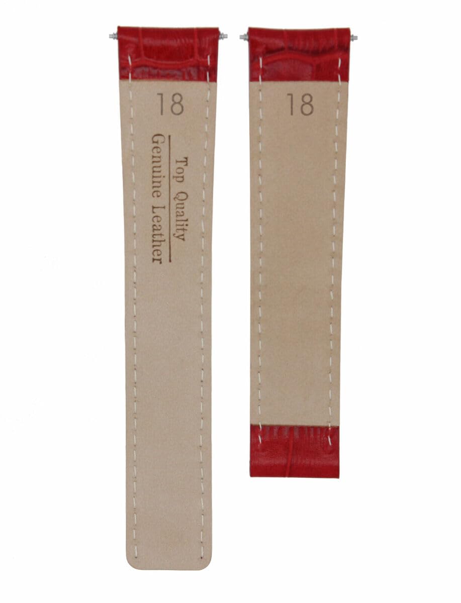 Premium 18mm Genuine Leather Watch Band Strap for Cartier Tank Watch - Red Deployment Clasp Replacement | Elegant & Durable Accessory for Business, Casual & Formal Occasions