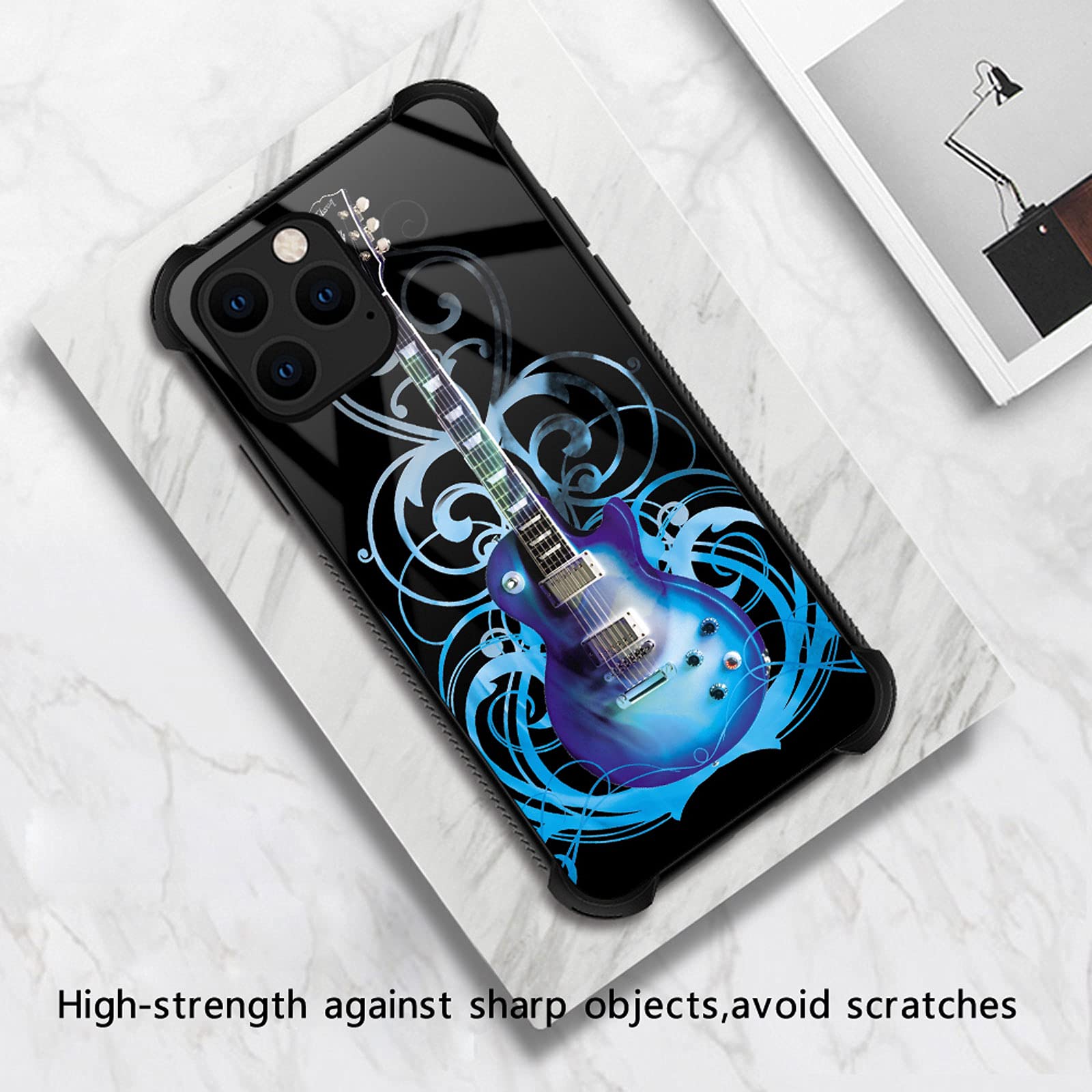 Shockproof Anti-Scratch Hard PC Case for iPhone 13 Mini - Blue Guitar Design | Stylish Protection for Everyday Use, Travel & Outdoor Activities