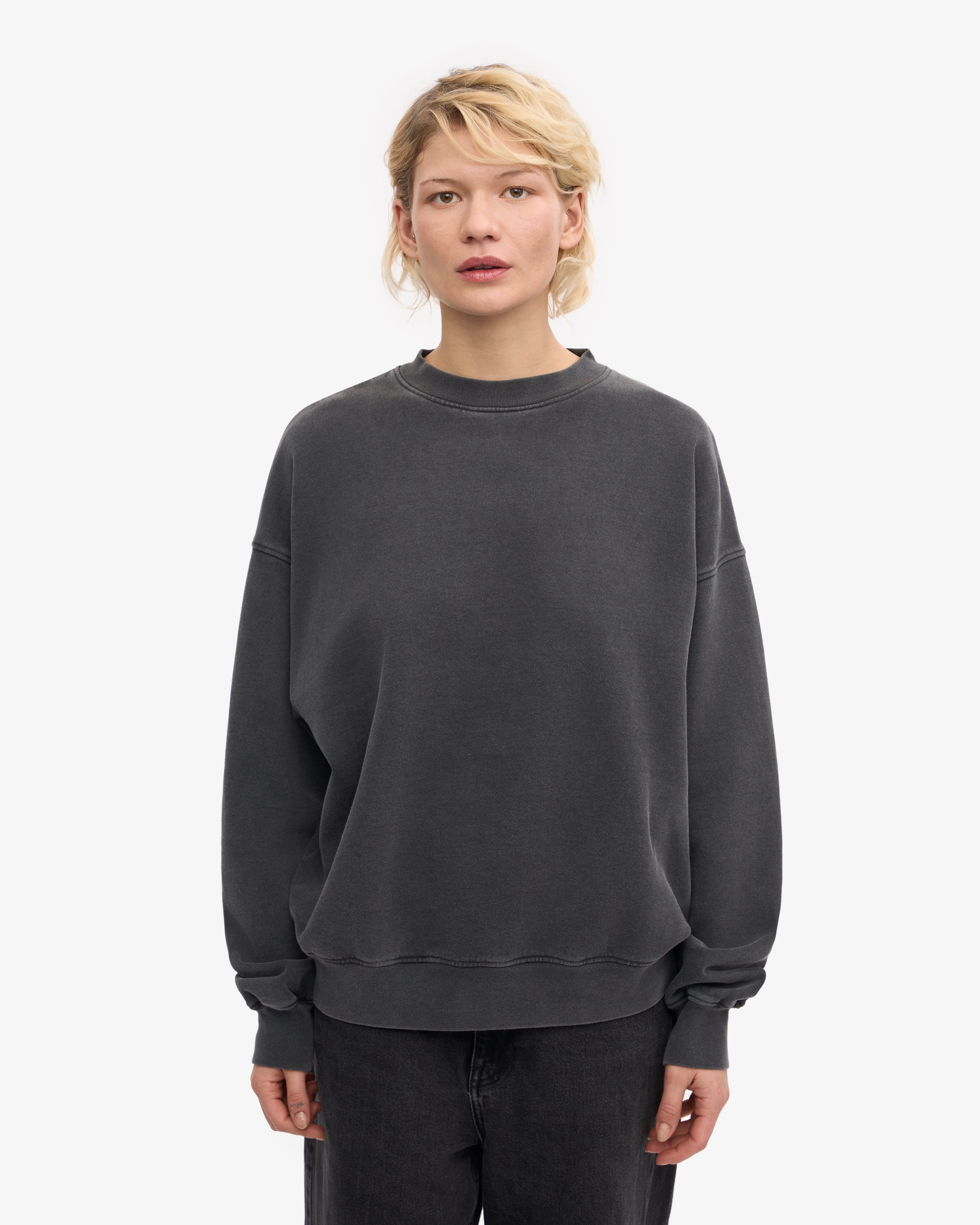 Organic Oversized Crewneck Sweatshirt - Faded Black | Soft & Comfortable Unisex Pullover for Casual Wear & Loungewear