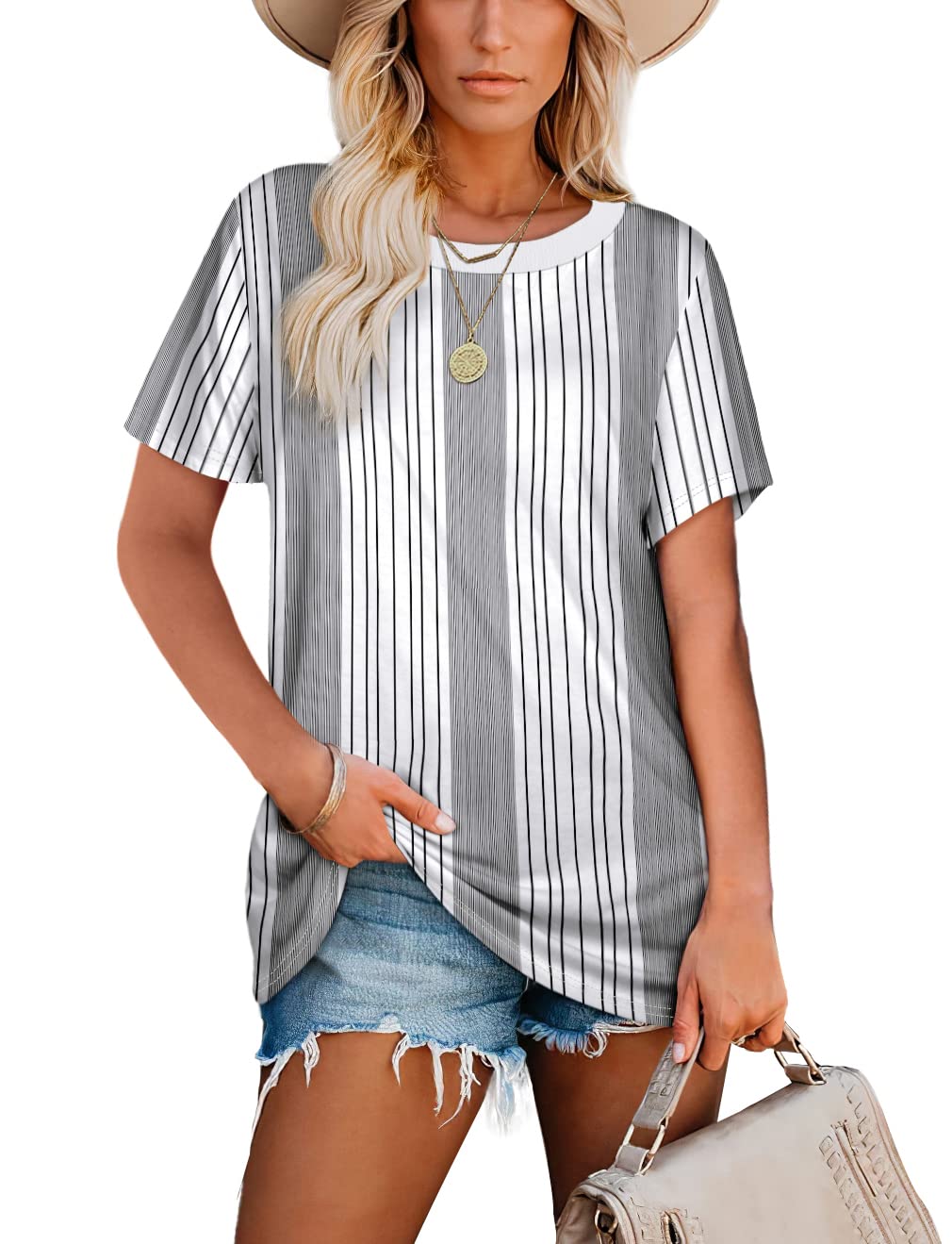 Jescakoo Women's Summer Crewneck Tops - Soft, Loose Fit Casual Shirts for Beach, Vacation & Everyday Wear