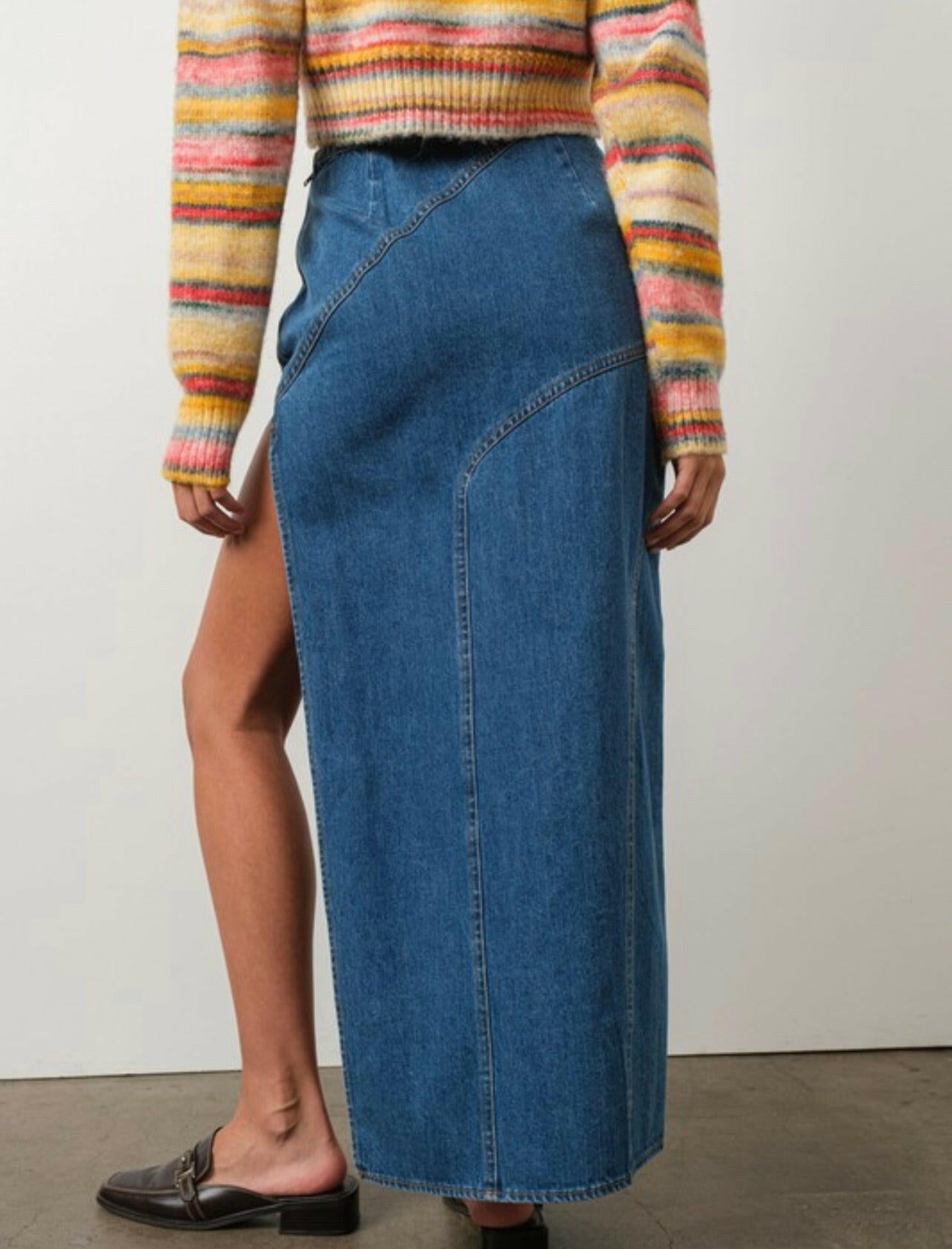 Stylish High Waist Denim Maxi Skirt with Front Slit for Women - Trendy Casual & Party Outfit - Perfect for Date Night, Office Wear and Summer Fashion