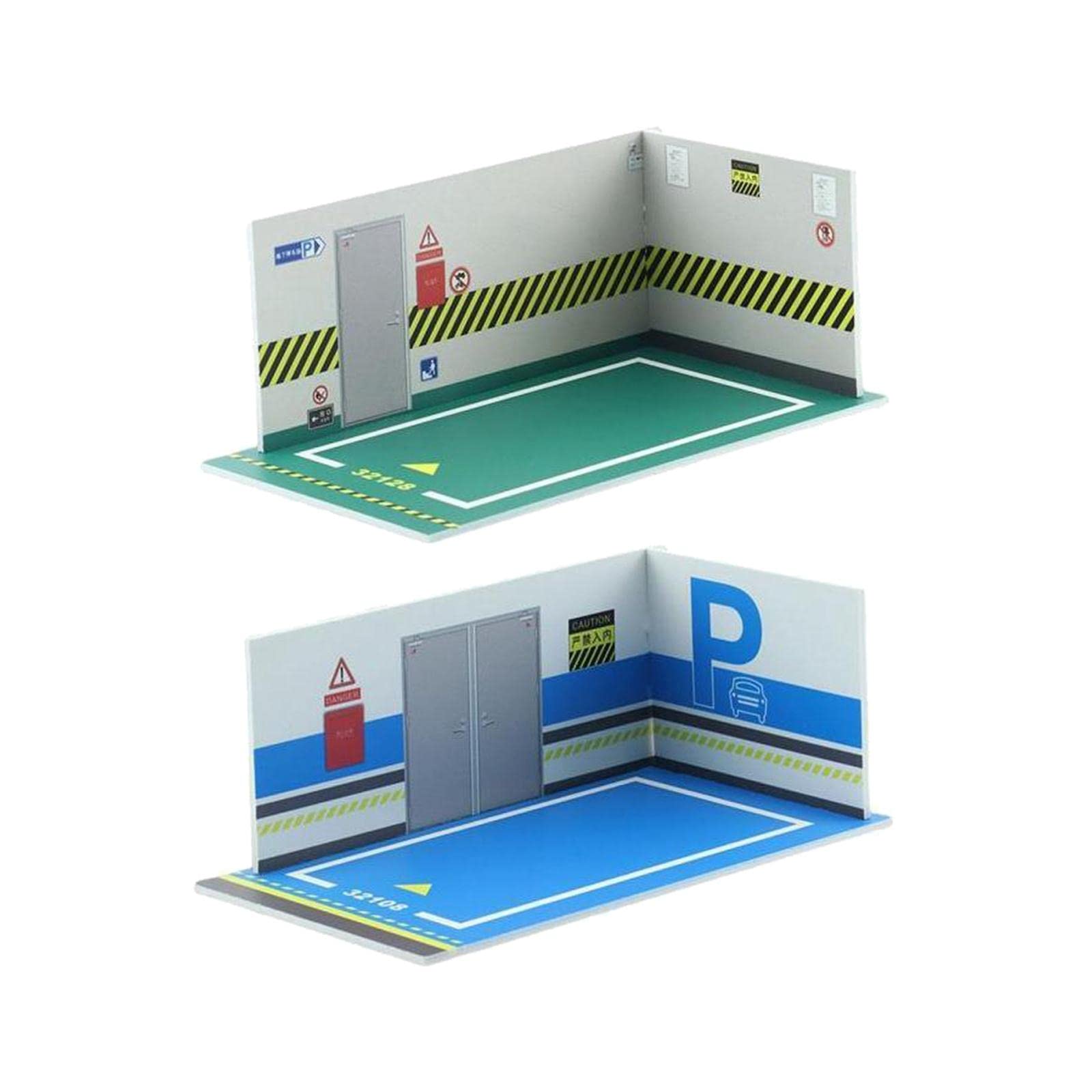 Milageto 2-Piece 1/32 Scale Diecast Car Parking Mini Garage - Display Stand for 1:32 Diecast Model Cars - Perfect for Collectors, Kids Play, and Miniature City Scenes