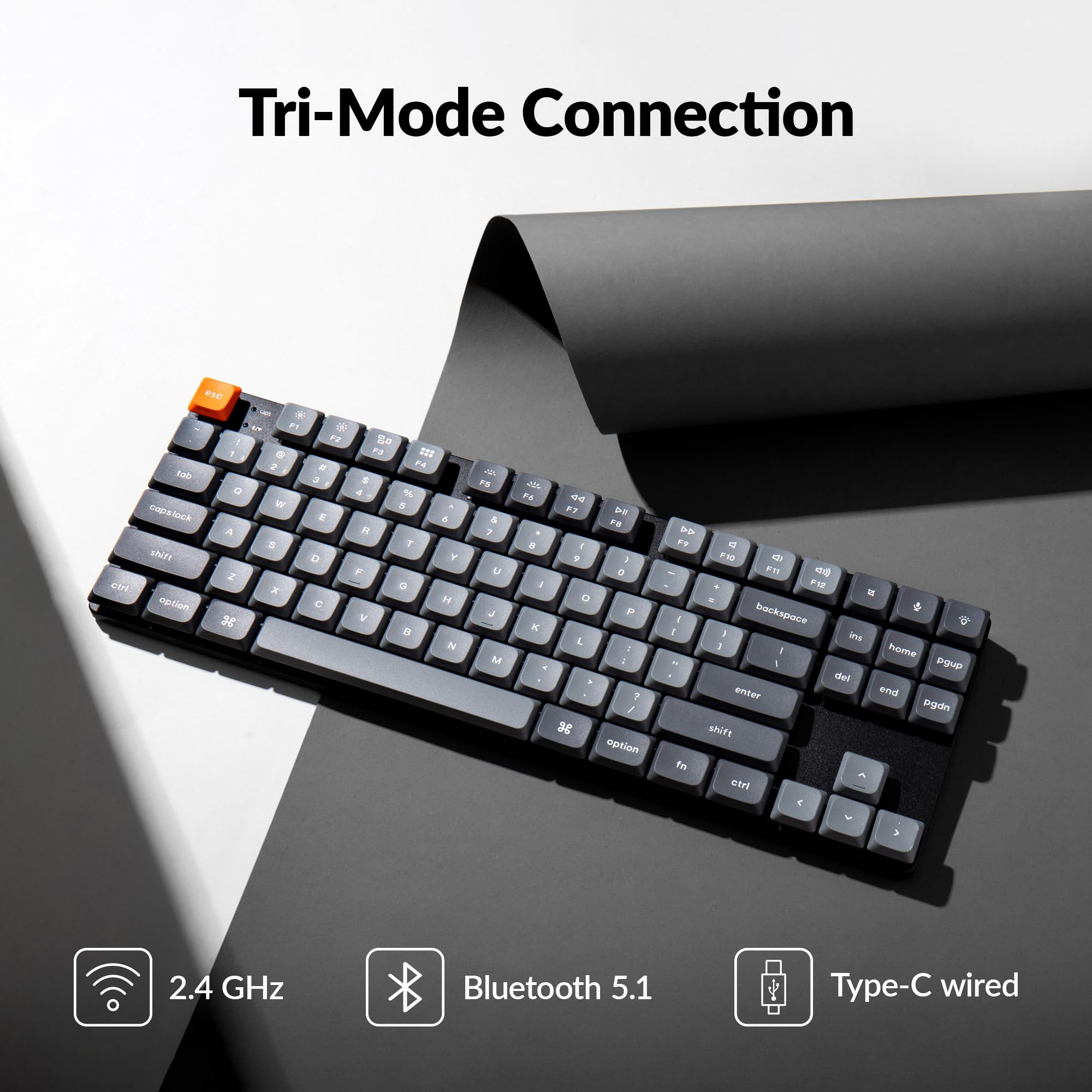 Keychron K1 Max Ultra-Slim Wireless Mechanical Keyboard - Bluetooth/USB Wired, QMK/VIA Programmable, Hot-Swappable TKL Layout with RGB Backlight, Low-Profile Gateron Brown Switches - Perfect for Office, Gaming & Typing
