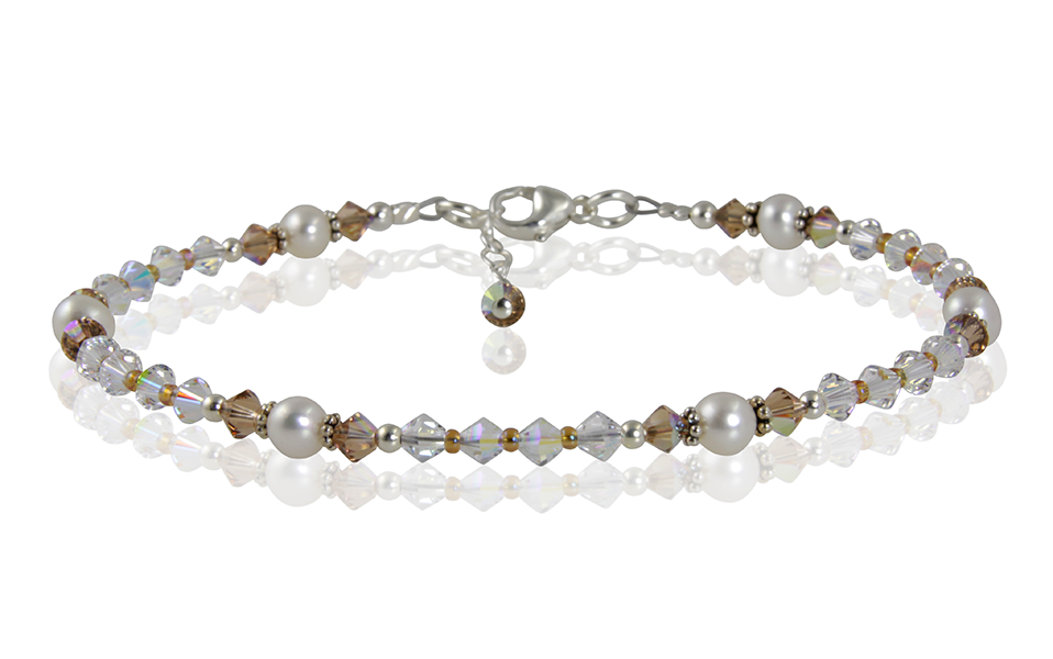 Topaz Crystal Pearl Beaded Anklet Bracelet for Women - Elegant Bohemian Ankle Jewelry for Summer, Beach, Wedding & Boho Fashion Accessories
