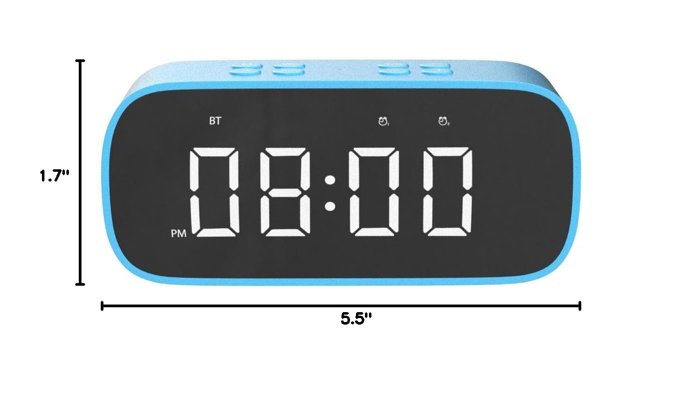 AFK Digital Alarm Clock with Bluetooth Speaker - Dual Alarms, Snooze & Dimmable LED Display | Bedside Desk Clock for Home, Office & Travel | Perfect for Nightstands, Dorms & Gift Giving