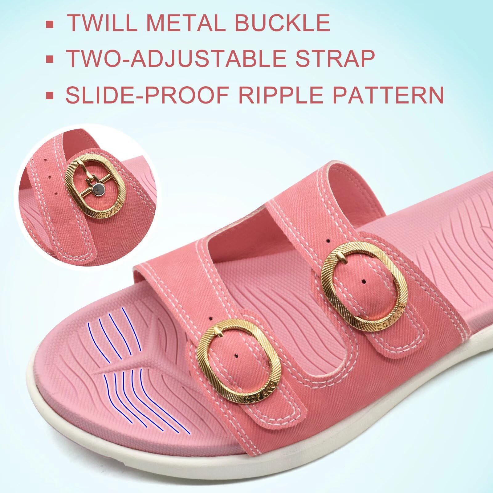 **COFACE Women's Orthotic Slides - Comfortable Plantar Fasciitis Arch Support Sandals for Ladies - Adjustable Straps & Soft Cushion - Perfect for Yoga, Home, and Post-Workout Relaxation**