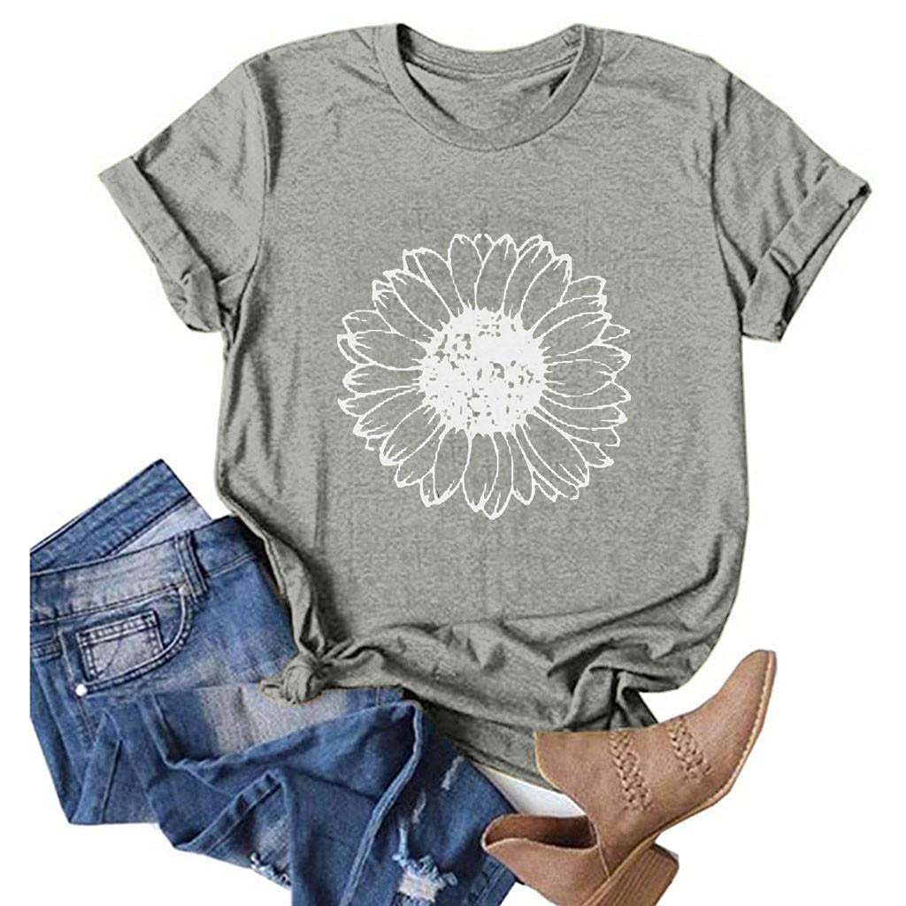 Women's Vintage Floral Graphic T-Shirt - Summer Crew Neck Blouse Top for Teen Girls | Casual Wear, Outfits & Everyday Fashion