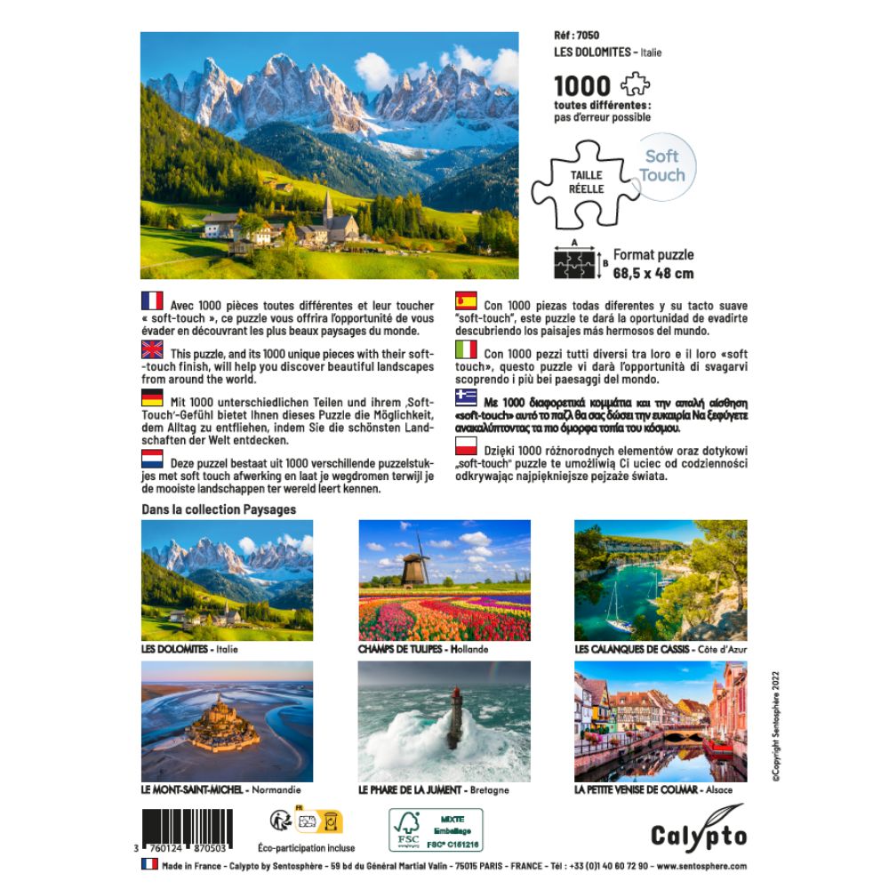 1000-Piece Calypto Jigsaw Puzzle - Stunning Dolomite Mountains Landscape of Italy | Perfect for Family Game Night, Stress Relief & Home Decor