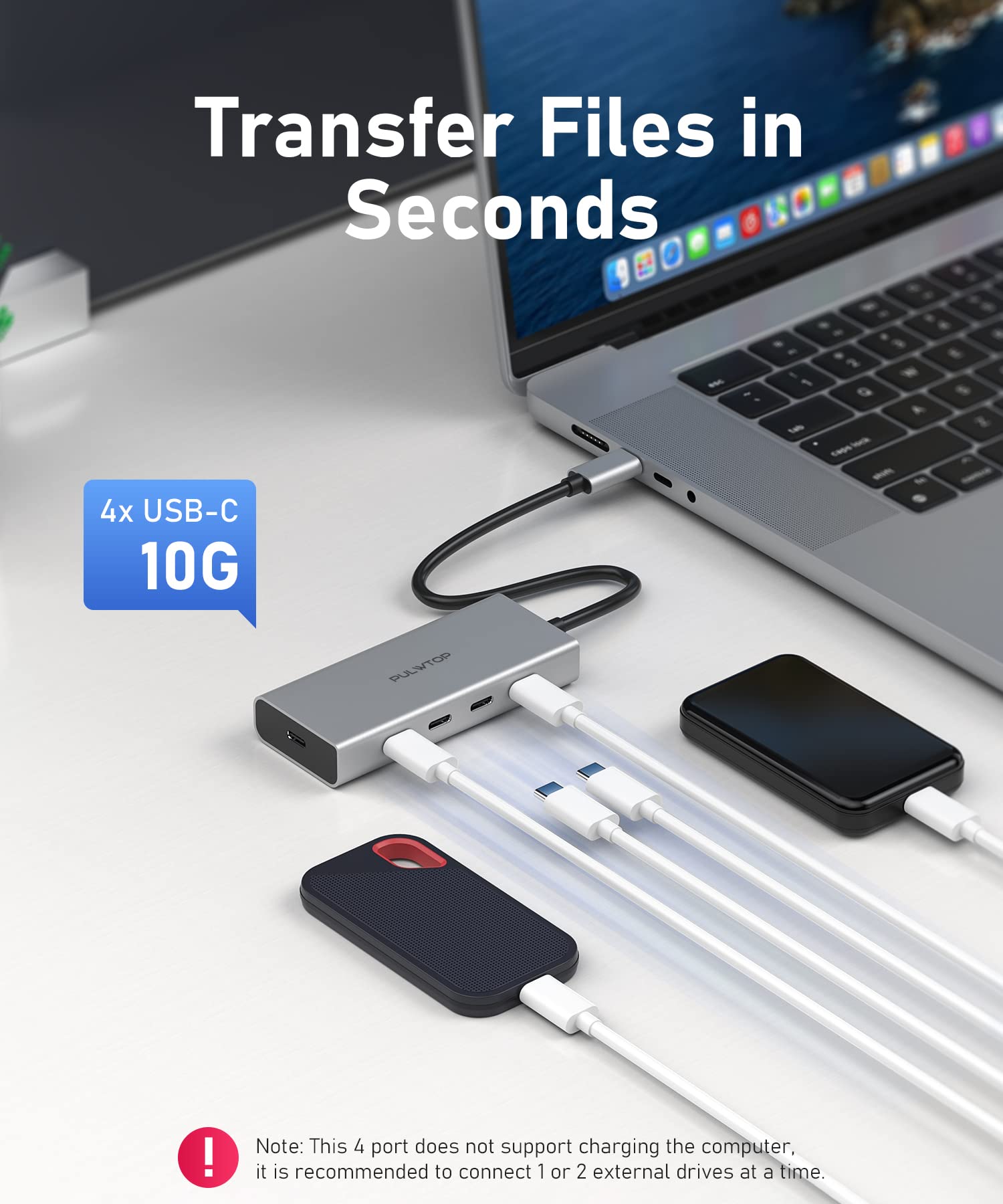 5-Port USB C Hub 10Gbps with 100W Power Delivery - Multi-Port Adapter for MacBook Pro/Air, Laptop - Expand Connectivity for Work, Travel & Home Office
