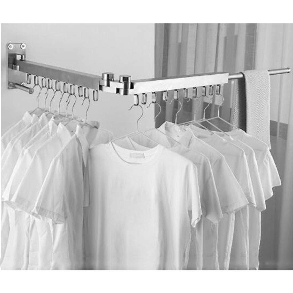 Stainless Steel Wall Mounted Folding Clothes Dryer Rack - Extendable Space Saving Laundry Airer for Bathroom, Towel & Rag Hanger - Perfect for Small Apartments, Dorms & RVs