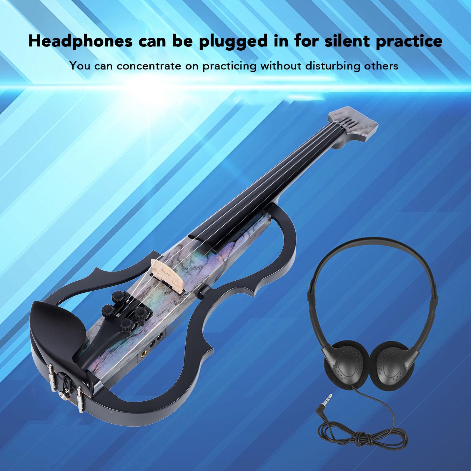 Professional 4/4 Full Size Electric Silent Violin - Ebony Wood Fingerboard, Carbon Fiber & ABS Body with Built-in Pickup - Perfect for Adults & Teens - Ideal for Quiet Practice, Studio Recording & Live Performances