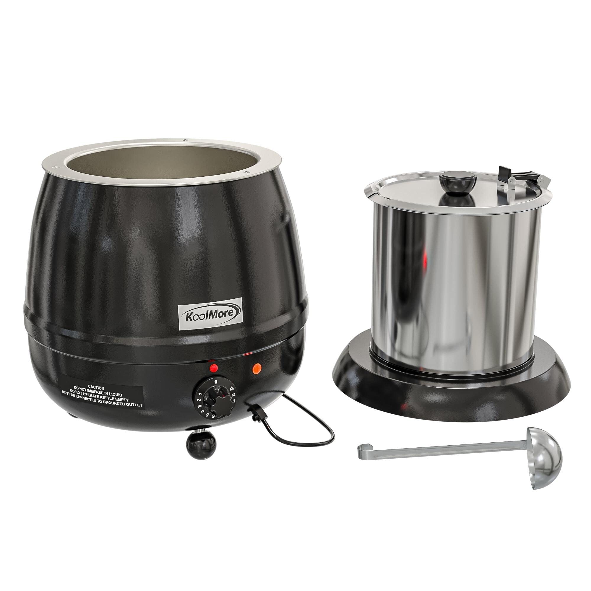 11.5 Qt. Black Stainless Steel Commercial Soup Warmer with Removable Chafing Dish - Perfect for Catering, Buffets & Food Service Businesses