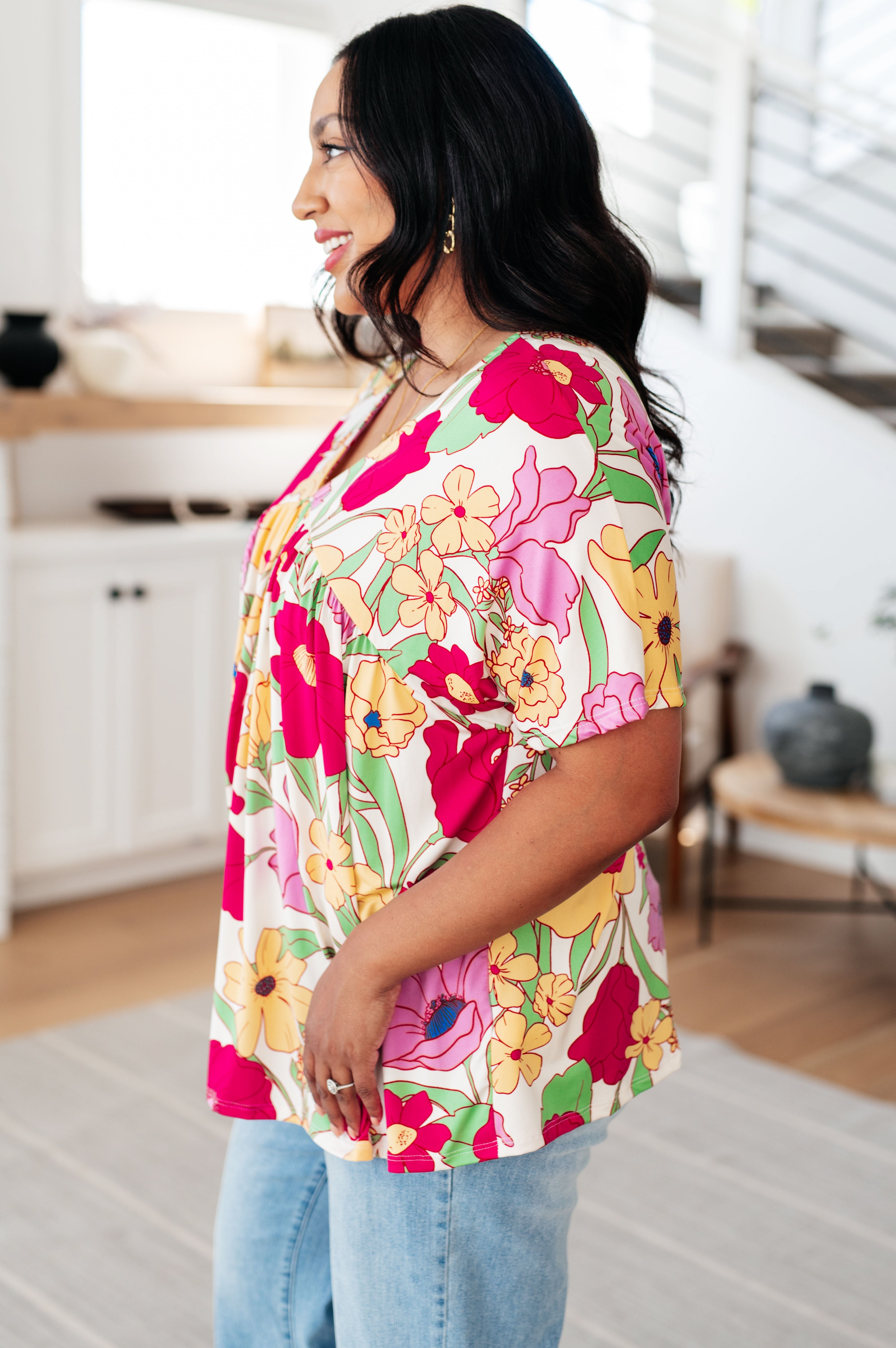 Do It Anyways Floral Print Women's Blouse - Elegant Flowy Top for Casual Wear, Office Outfits & Summer Dresses