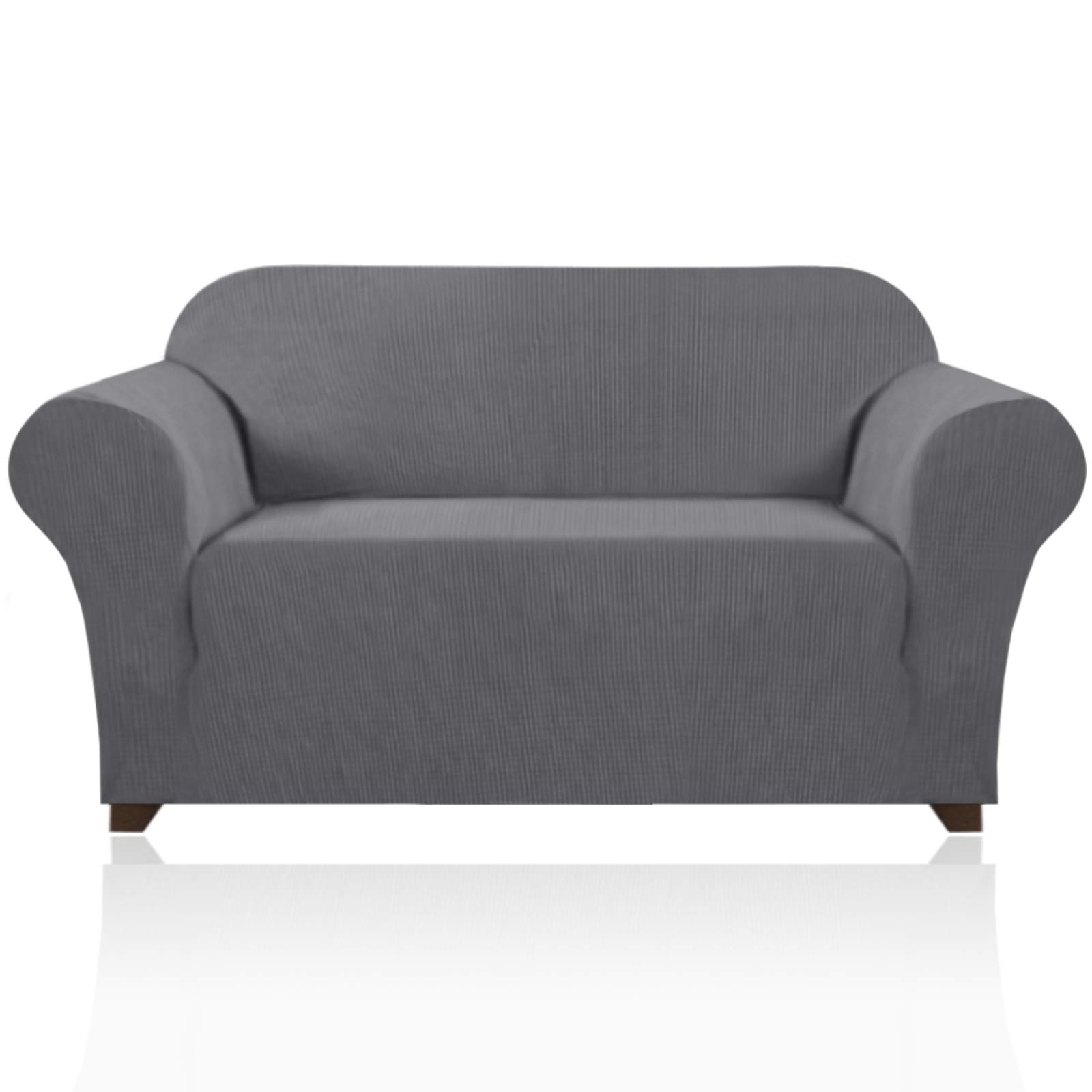 **PrinceDeco Stretch Loveseat Sofa Cover Slipcover - Washable, Non-Slip, Pet-Friendly Couch Cover for 2-Cushion Sofas (Gray) - Perfect for Living Room, Apartment, and Pet Owners**