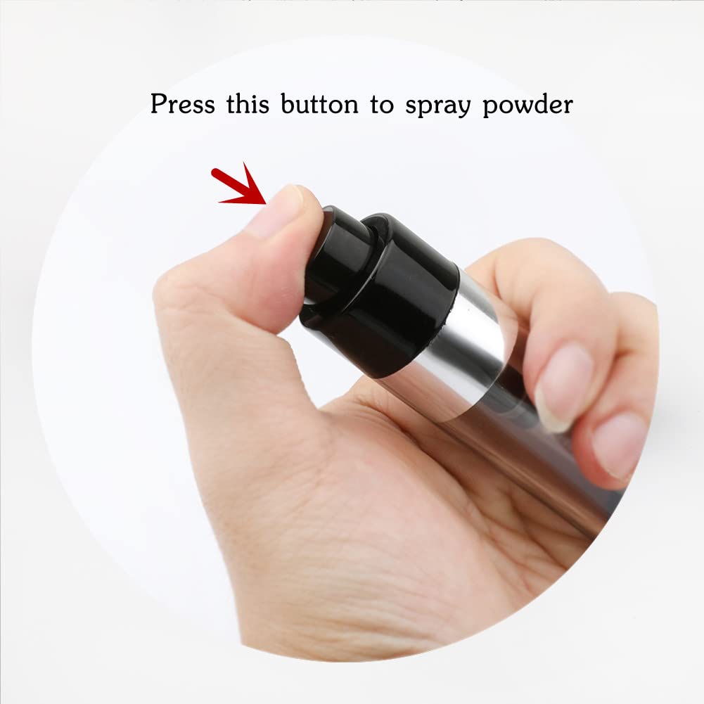 Refillable Powder Brush with Spray Applicator - Travel Blush & Contour Kit for Flawless Makeup (Black)