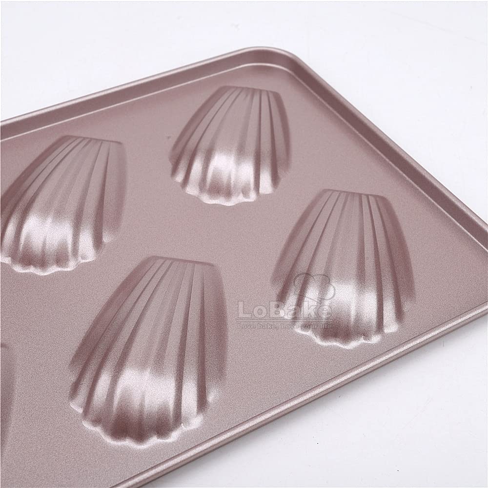 6-Cup Champagne Gold Shell-Shaped Madeleine Baking Pan - Non-Stick Bread Molds for French Pastries, DIY Home Kitchen & Bakery Supplies - Perfect for Tea Parties, Holiday Baking & Gift Giving