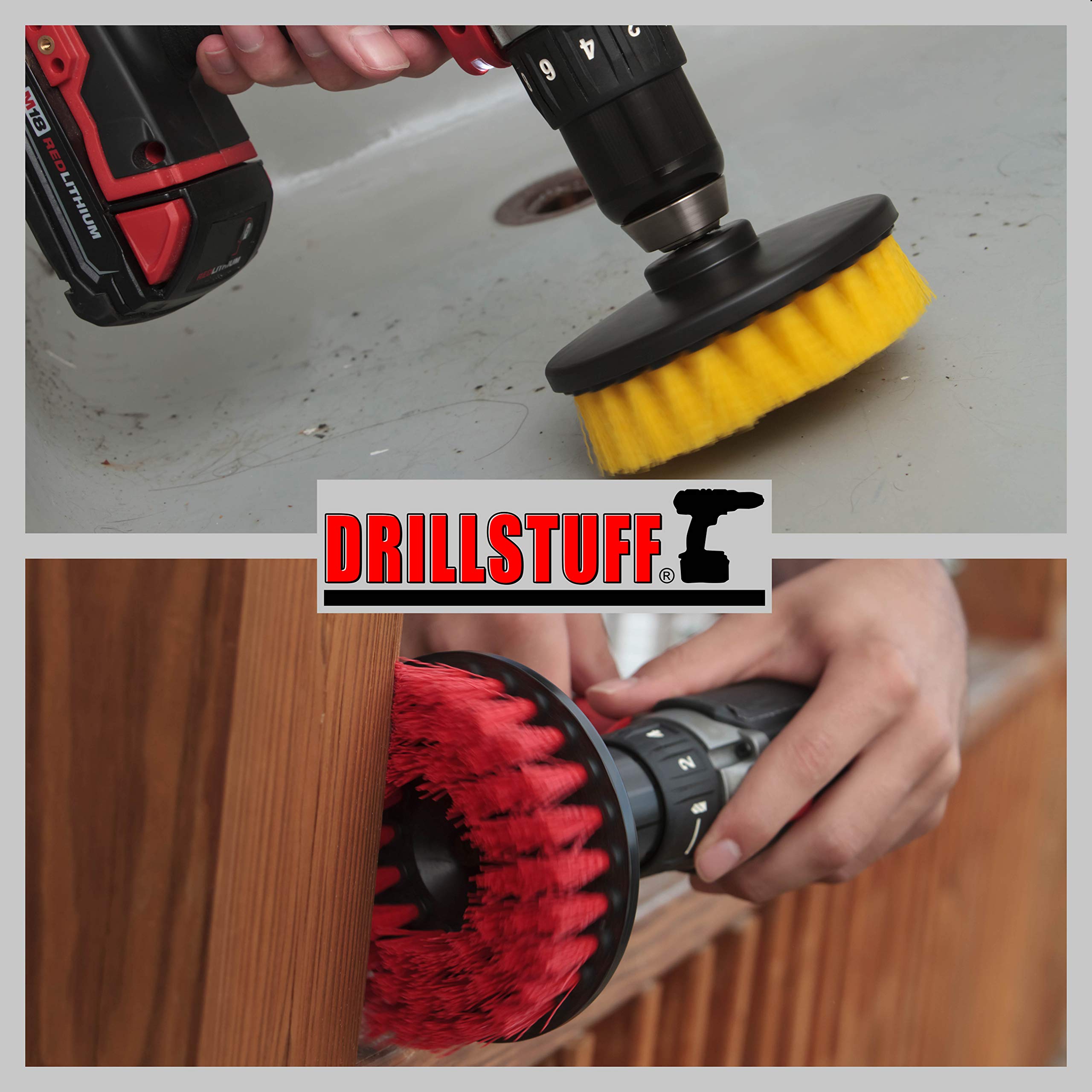 **Power Drill Brush Set - Multi-Surface Scrubber for Bathroom, Tile, Grout, Bathtub & Floor Cleaning - Stain Remover for Hard Water, Concrete & Outdoor Use - Perfect for Shower, Deck & Bird Bath Maintenance**