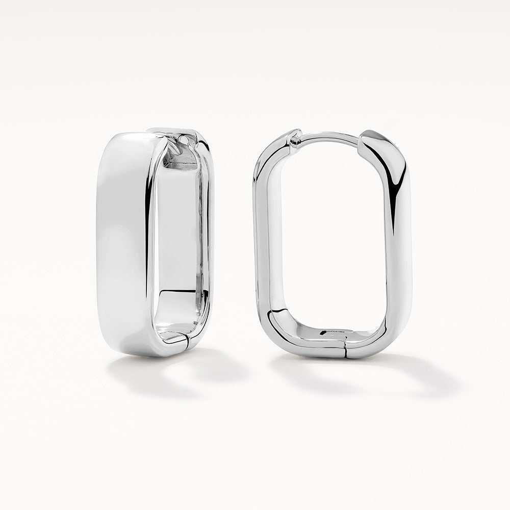 Chunky Silver Paperclip Earrings for Women - Trendy Midi Hoop Earrings for Everyday Wear & Gift Giving