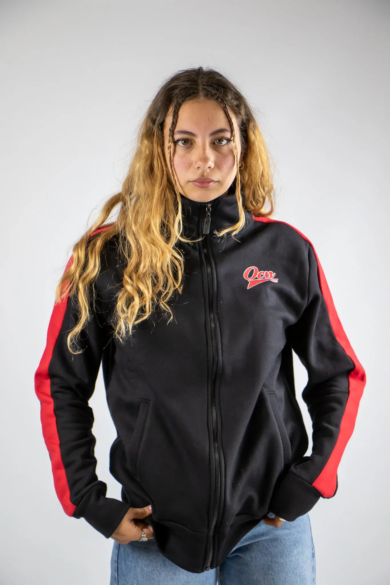 Unisex OCN H Blend Black Red Jacket - Lightweight Waterproof Windbreaker for Outdoor Hiking, Camping & Travel