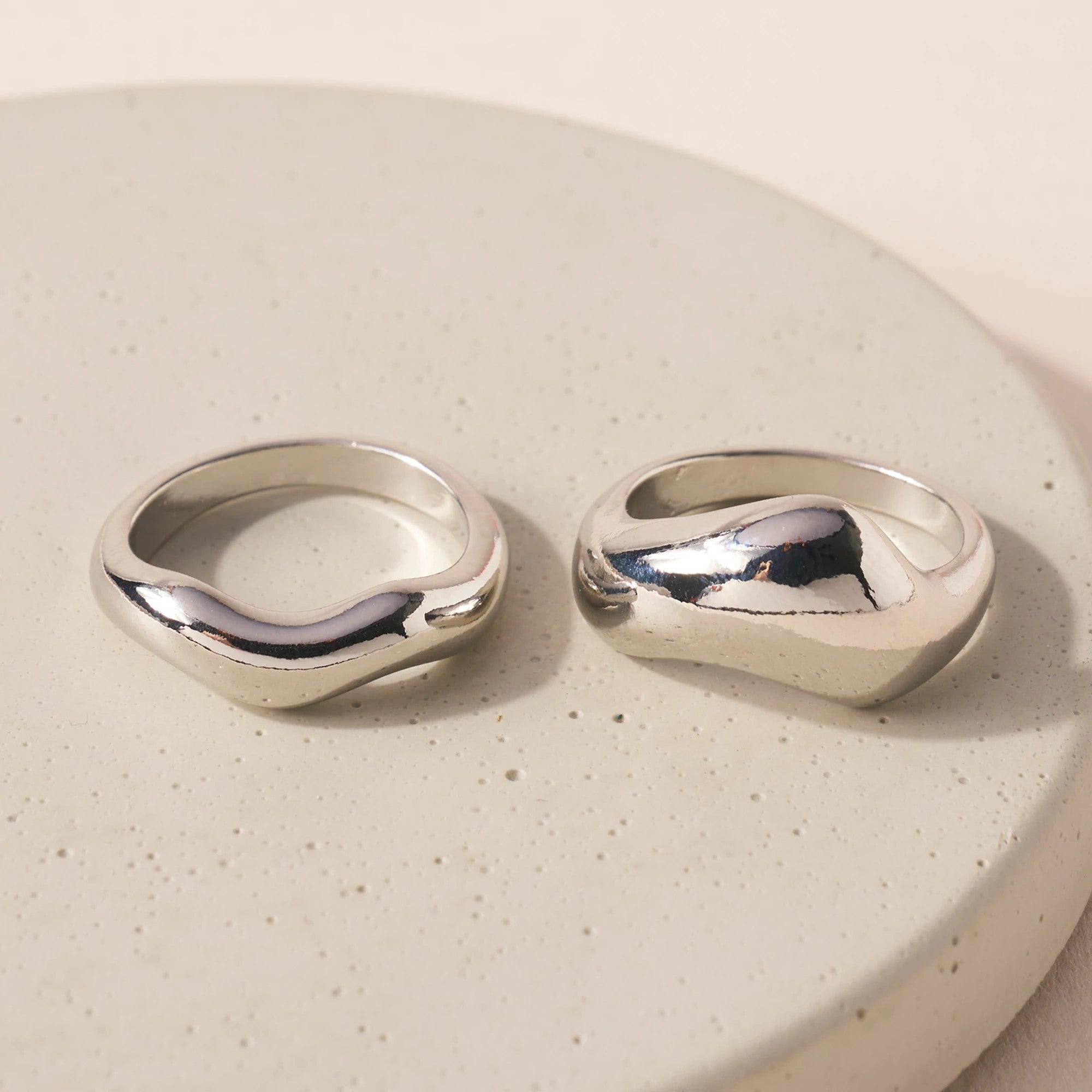 Chunky Silver Ring Set for Women - Trendy Stackable Statement Rings for Everyday Wear & Special Occasions
