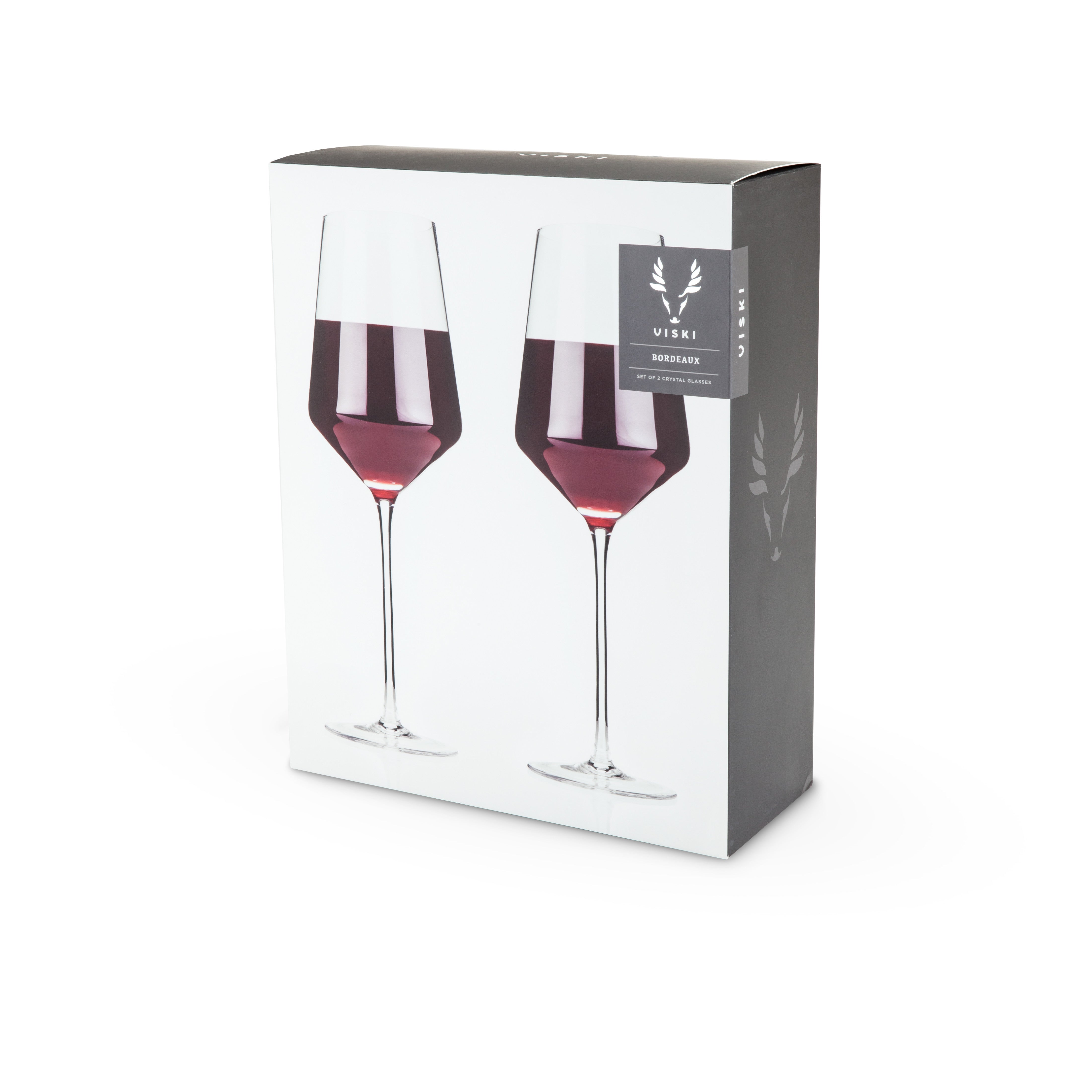 Raye Angled Crystal Bordeaux Wine Glasses Set of 2 - Elegant Stemware for Red Wine, Dinner Parties & Romantic Evenings