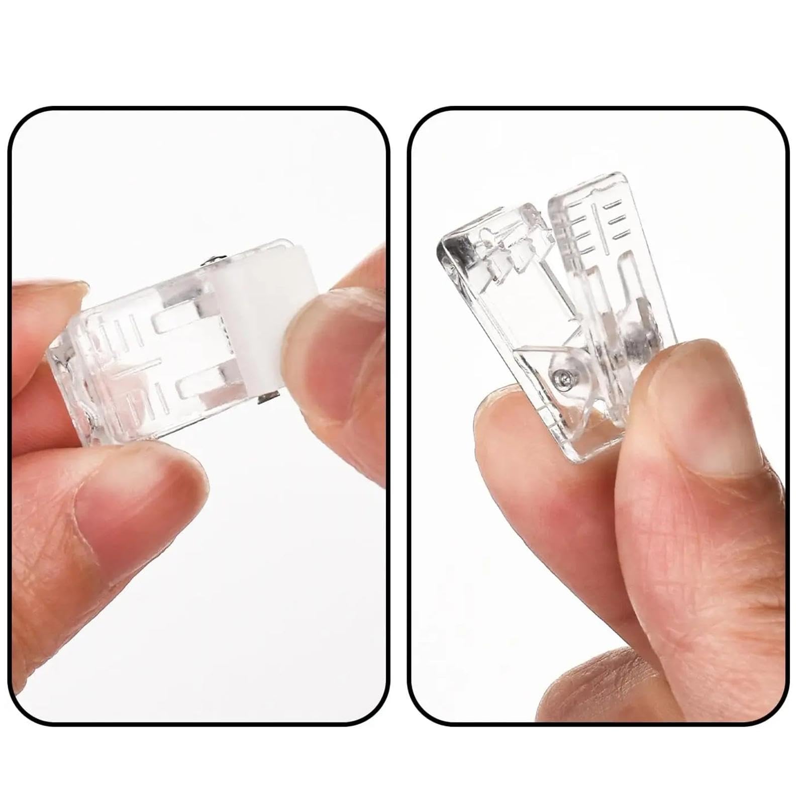 DYNWAVE 100Pcs Clear Photo Hanging Clips - Small Decorative Paper Clips for Displaying Photos, Posters, Documents - Self-Adhesive Single Side Glue - Perfect for Home Office, Birthday Decor & Wall Art Organization