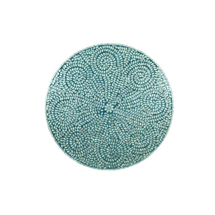 Handmade Blue & White Inlay Round Coffee Table - Elegant Living Room Center Table for Home Decor, Perfect for Lounges, Living Rooms & Offices