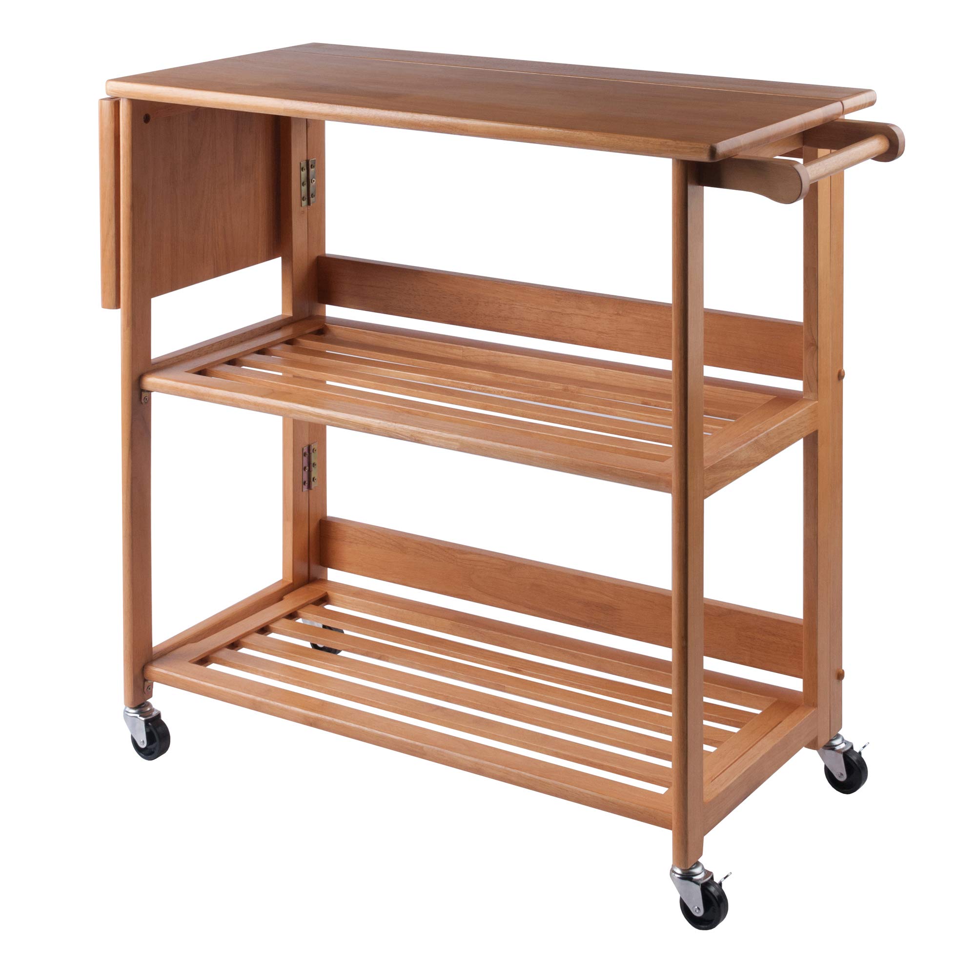 Winsome Radley Light Oak Kitchen Cart - Rolling Island with Storage Shelf for Small Spaces, Kitchen & Dining Room Organization