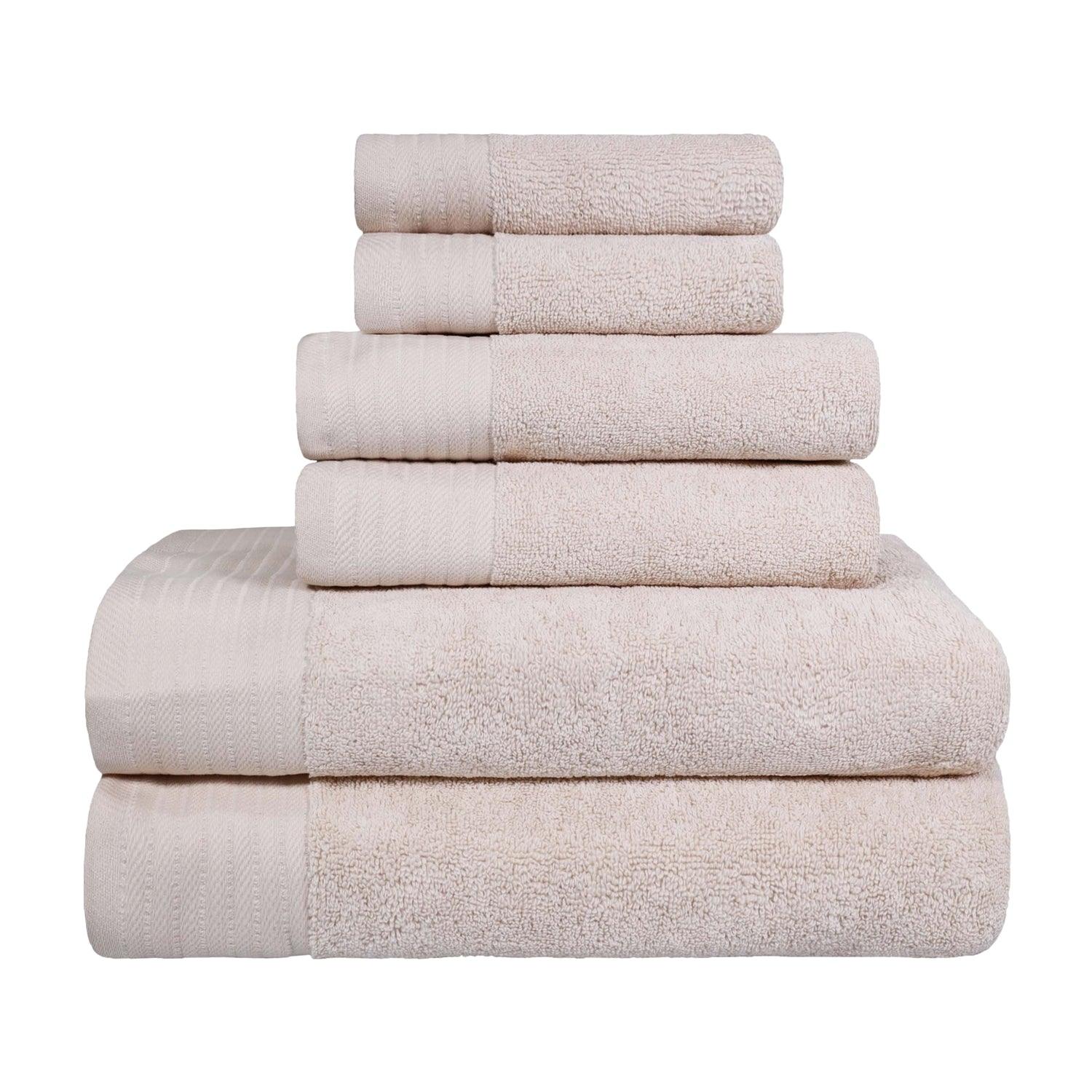 Premium 6-Piece Turkish Cotton Herringbone Bath Towel Set - Ultra Soft & Absorbent - Luxury Bath, Spa & Guest Towels for Home & Hotel Use