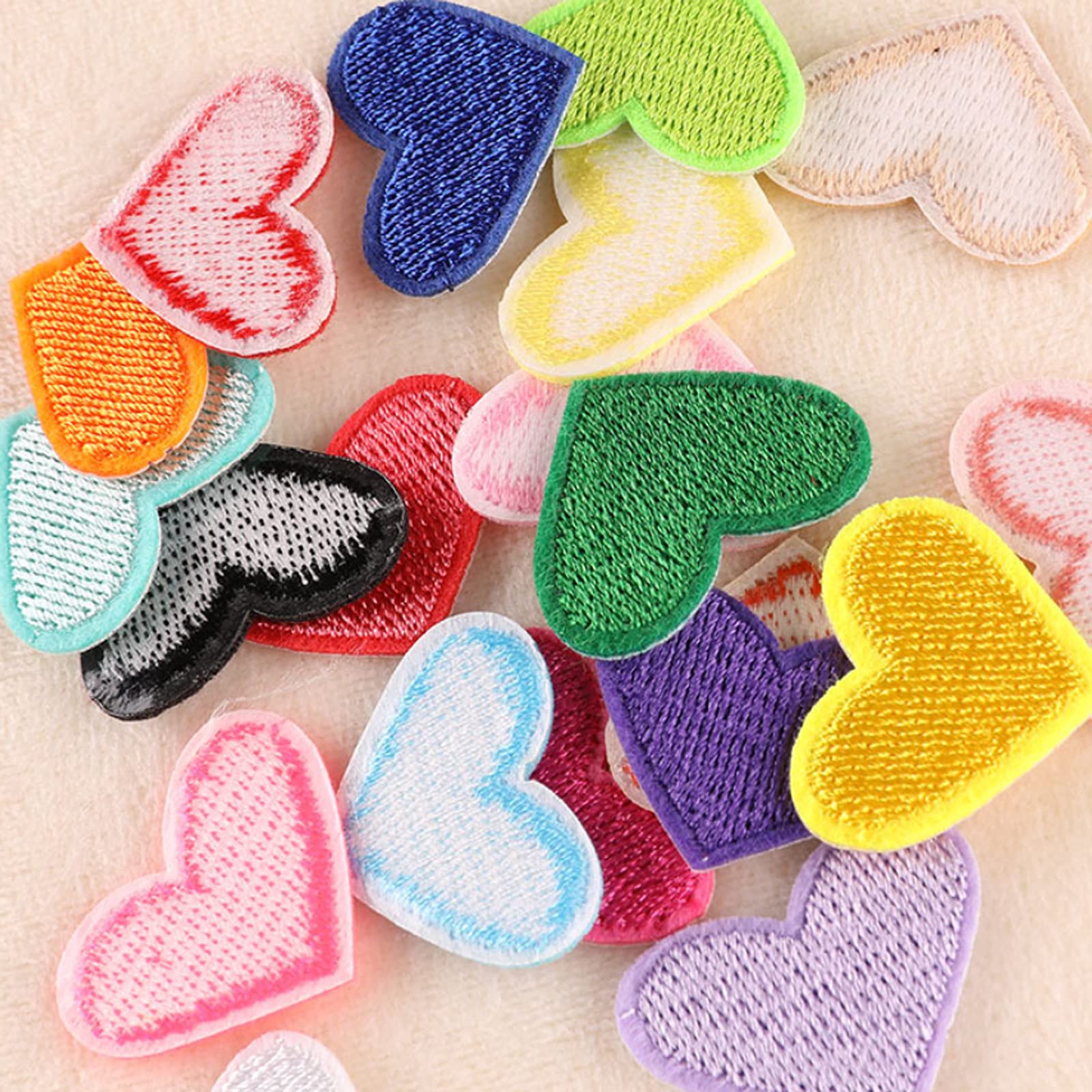40PCS Cute Embroidered Iron On Patches - DIY Sewing Applique for Clothes, Jackets, Hats, Shoes, Backpacks & Jeans - Heart Style Fashion Accessories (Green) - Perfect for Customizing Outfits, Gifts & Craft Projects