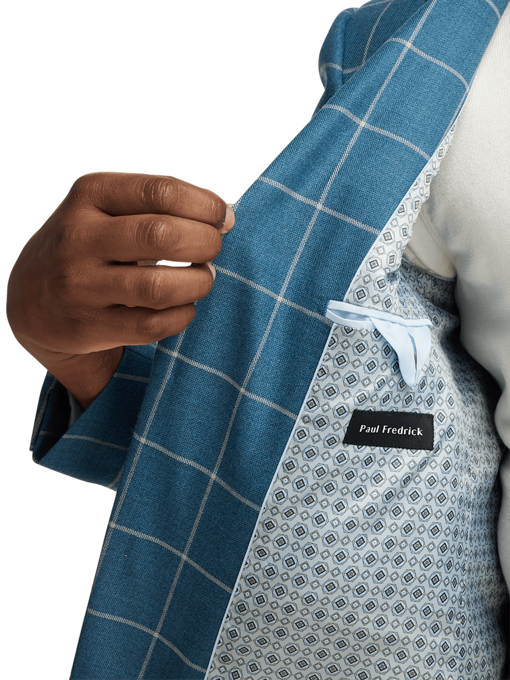 Premium Wool Windowpane Single Breasted Peak Lapel Blazer - Teal Blue | Formal Business Suit Jacket for Men | Perfect for Office, Weddings & Special Occasions